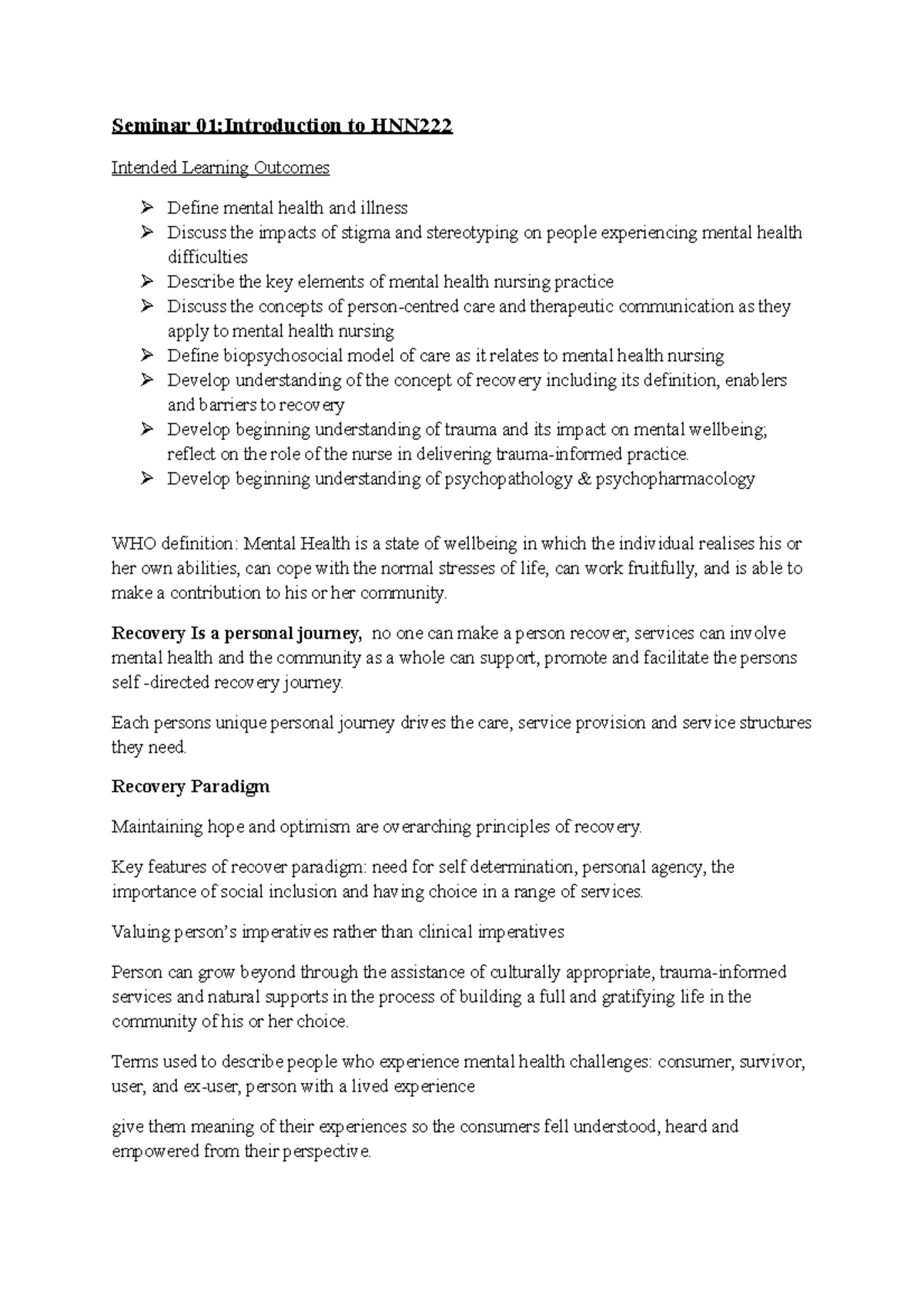Week 1 sem 1 and week 7 revision - Seminar 01:Introduction to HNN ...