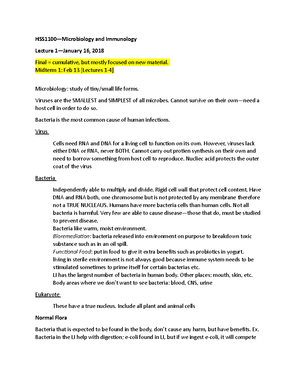 Chapter 7 Revision - Summary Microbiology And Immunology - Protozoa 