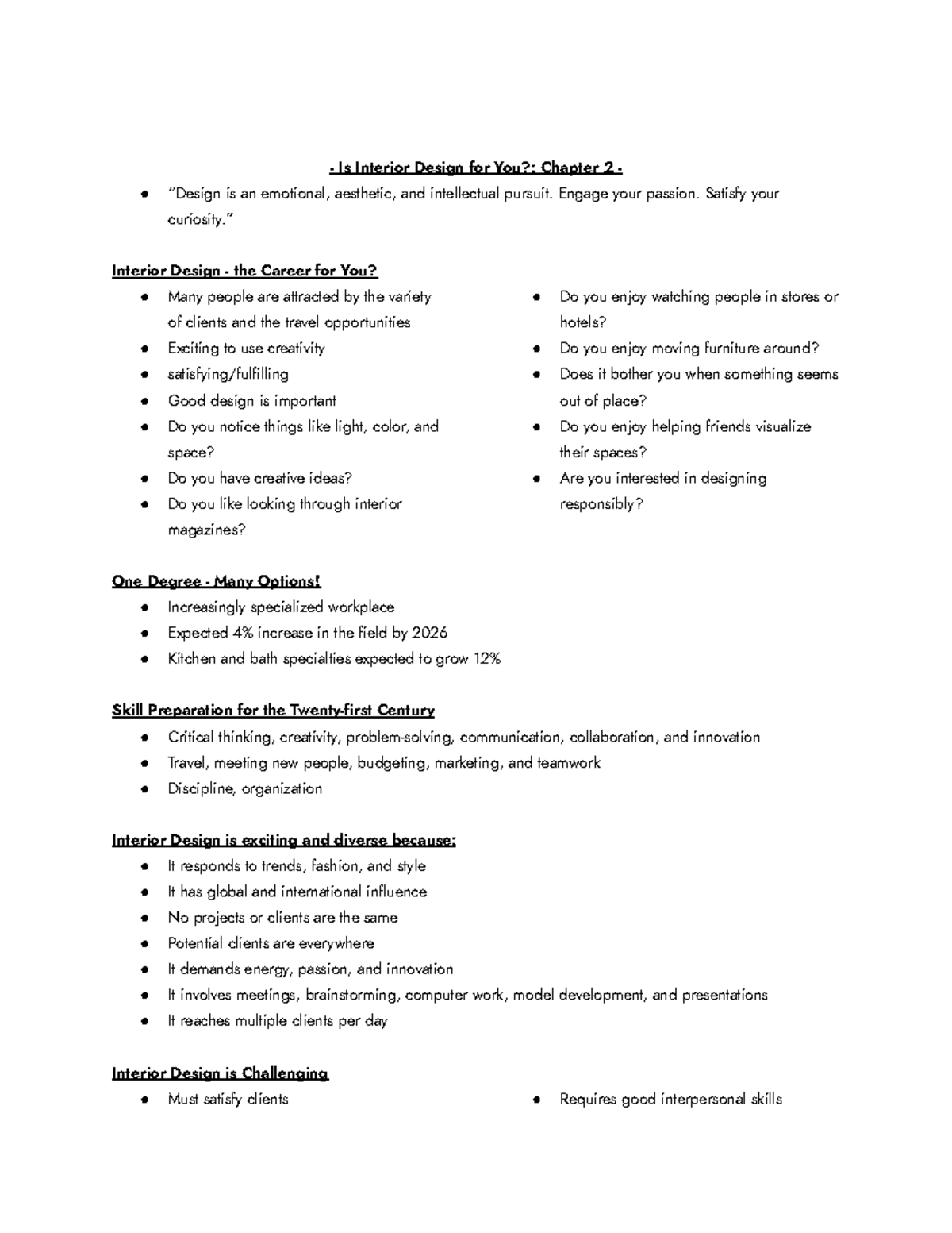 INTD 129: Is Interior Design for You: CH 2 - Is Interior Design for You ...