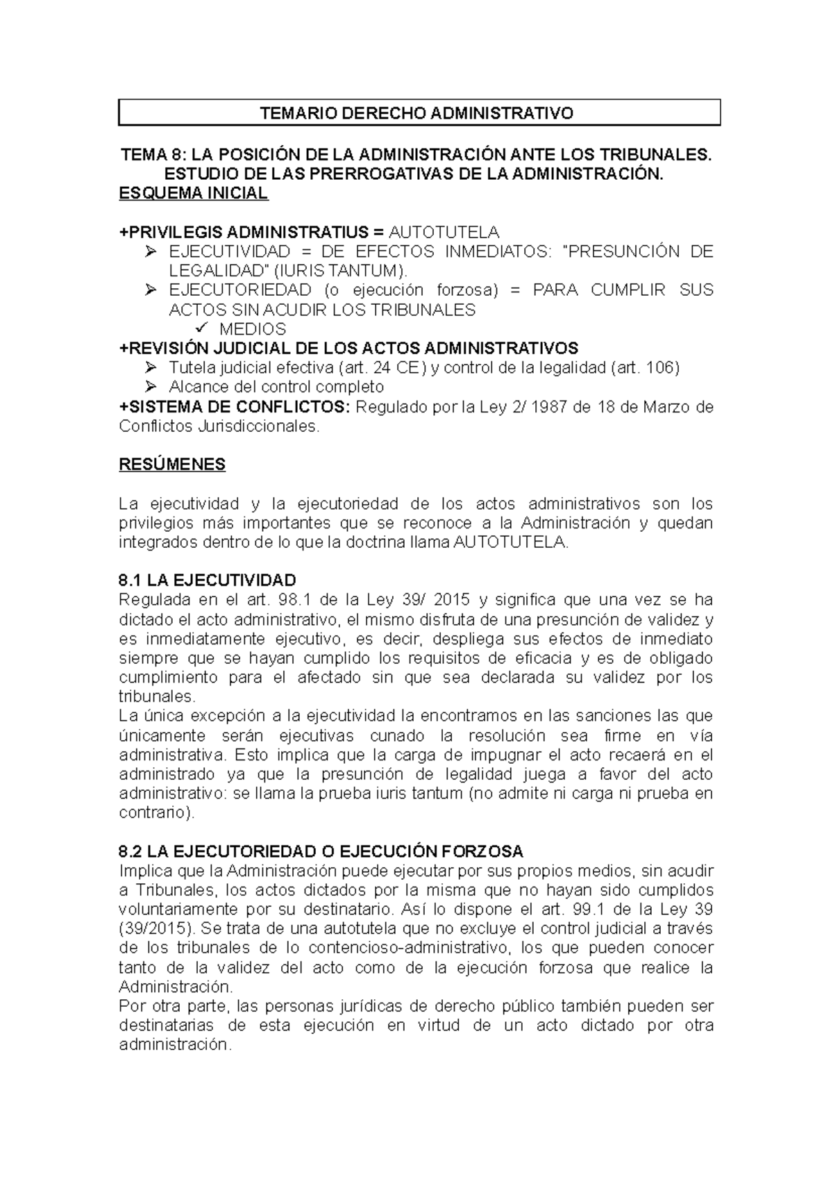 Temario Derecho Administrativo - TEMARIO DERECHO ADMINISTRATIVO TEMA 8 ...