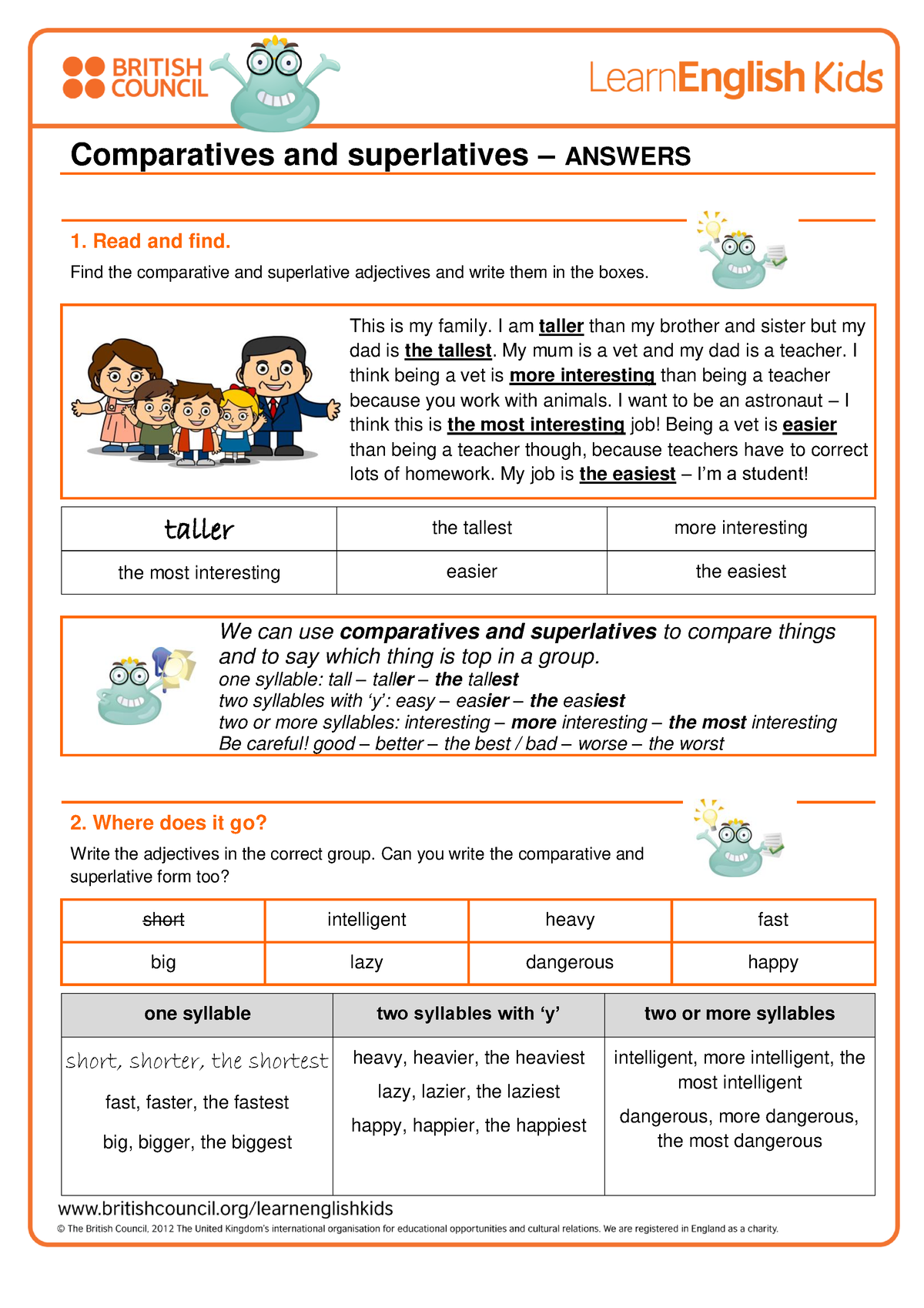 Grammar Games Comparatives And Superlatives Answers - Comparatives And ...