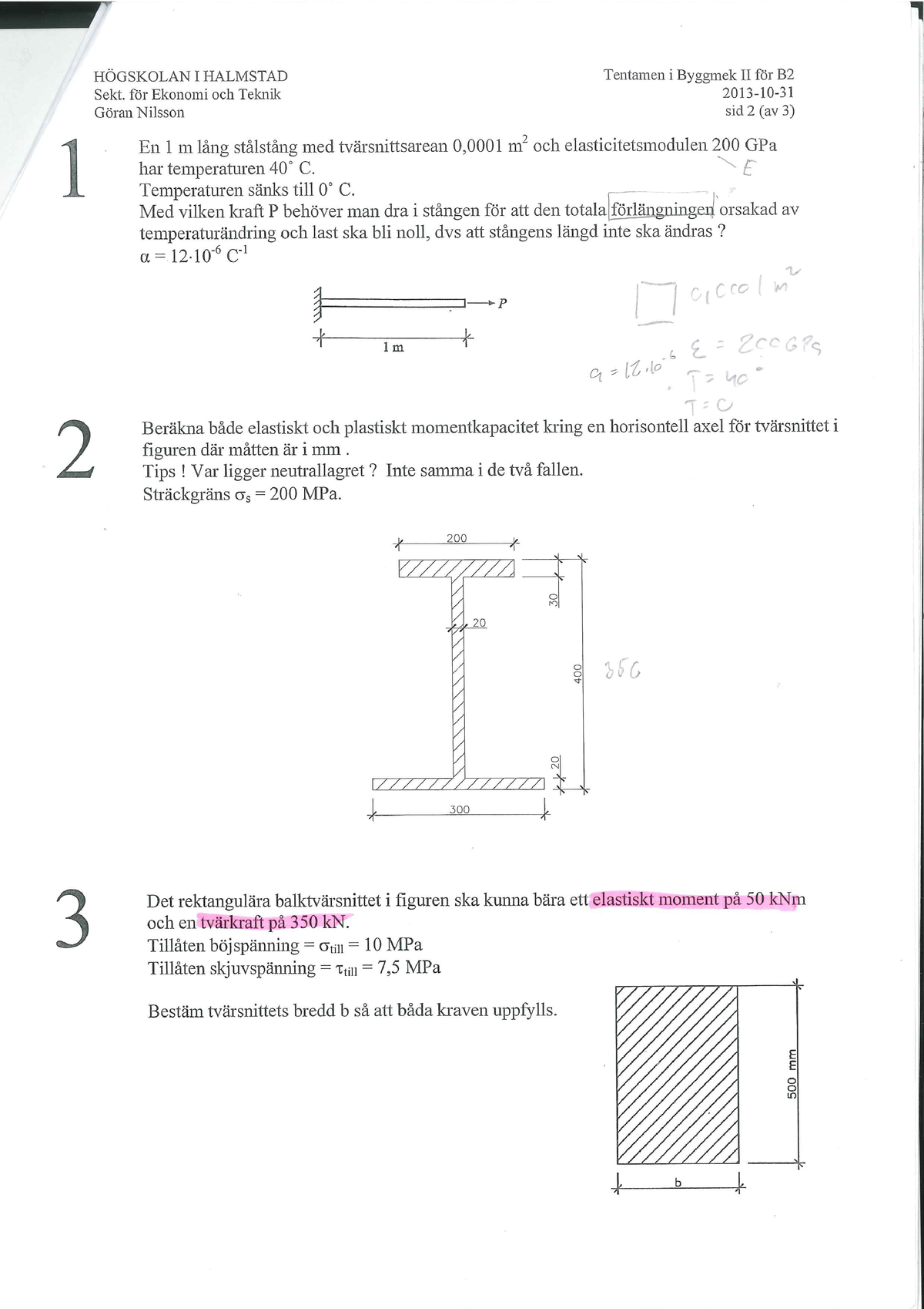Byggmekanik 2 Tentor - Tentaövning - Studocu