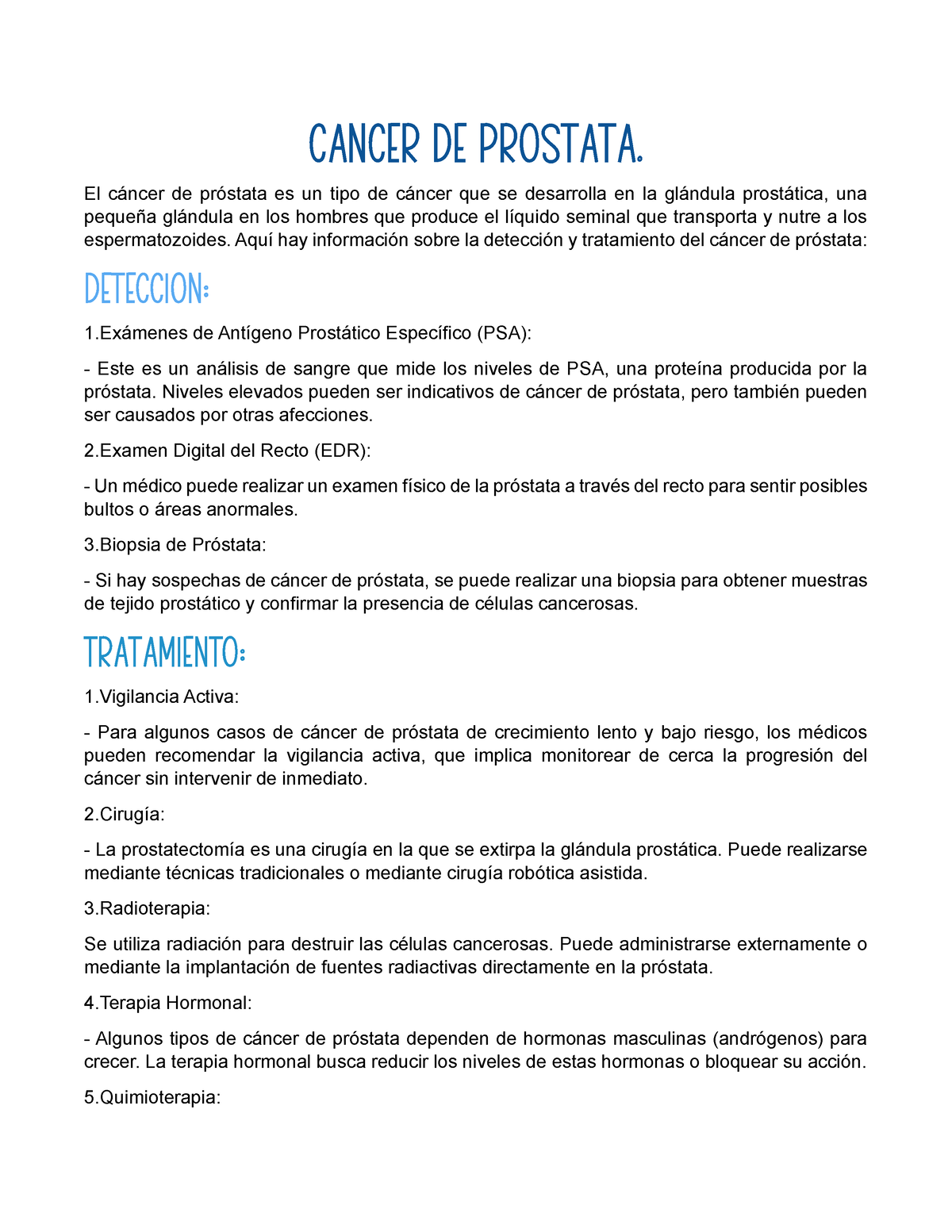 C Ncer De Pr Stata Descripcion De Lo Que Es El Cancer De Prostata Asi Como Su Deteccion Y Sus