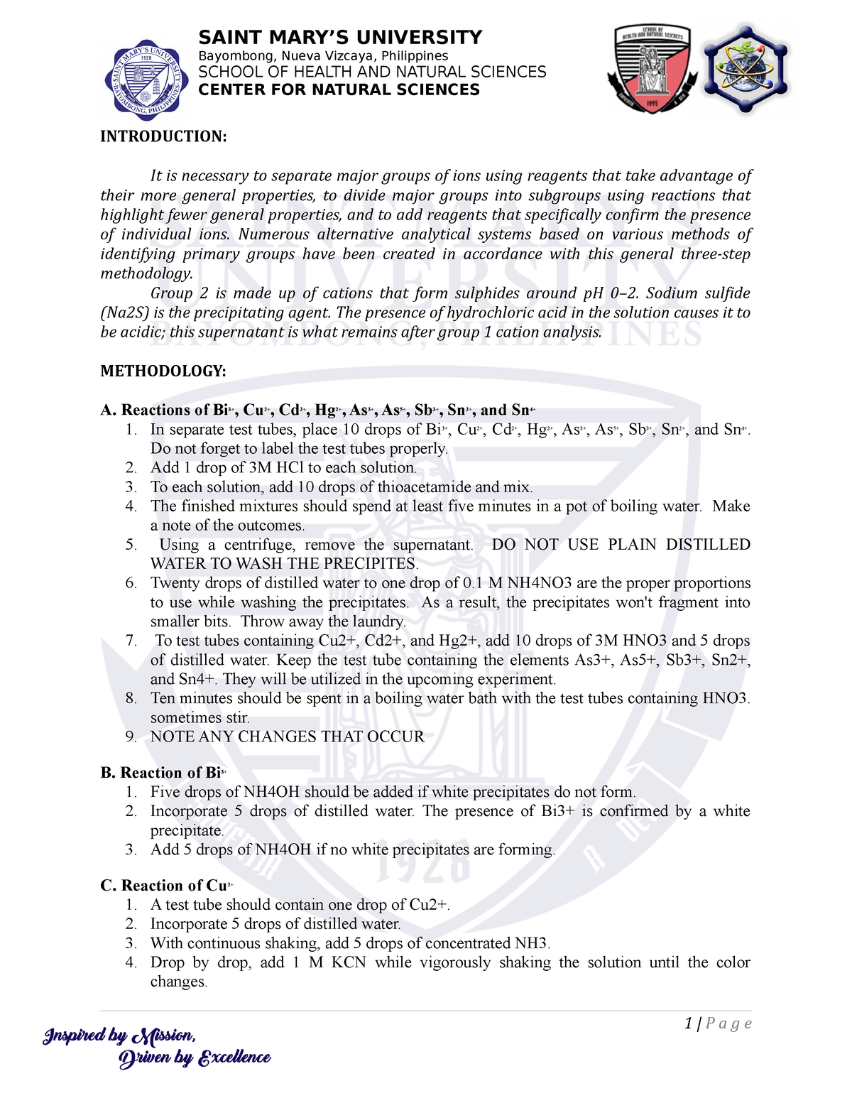 Imrad group 2 cations - anions - INTRODUCTION: It is necessary to ...