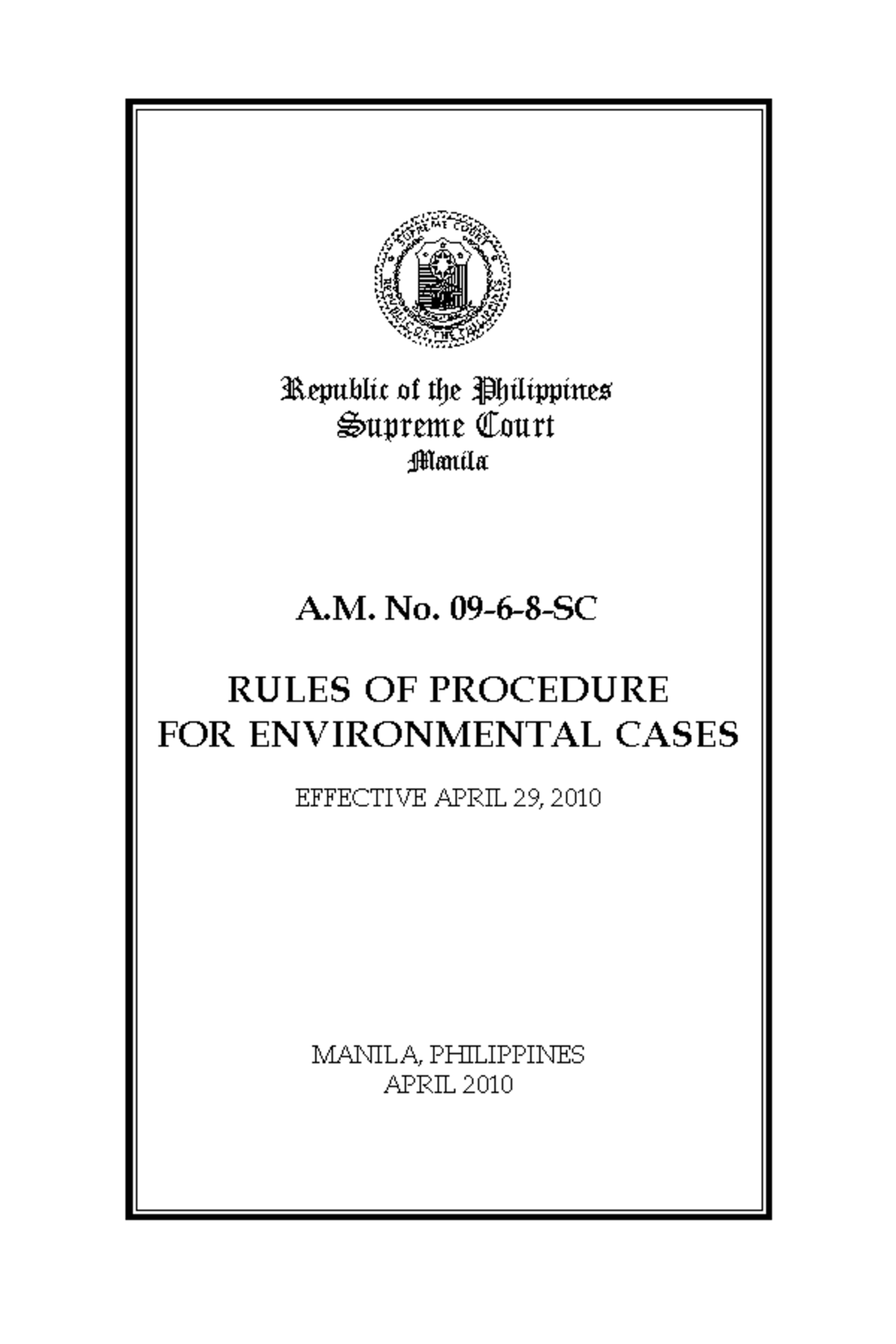 A.m - Rules on environmental case - Rules of Procedure for ...