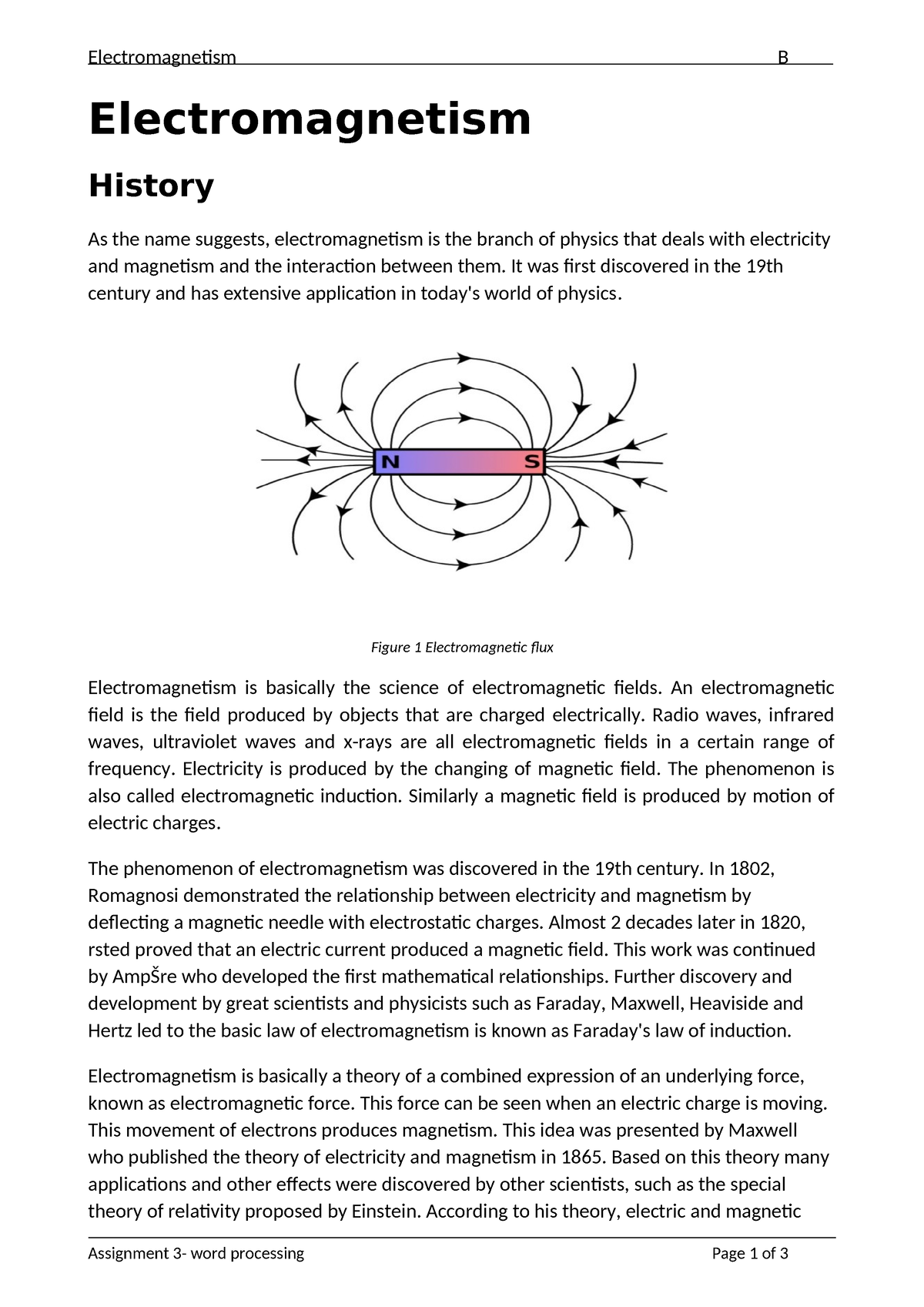 Assignment 3-Electromagnetism - Electromagnetism B Electromagnetism ...