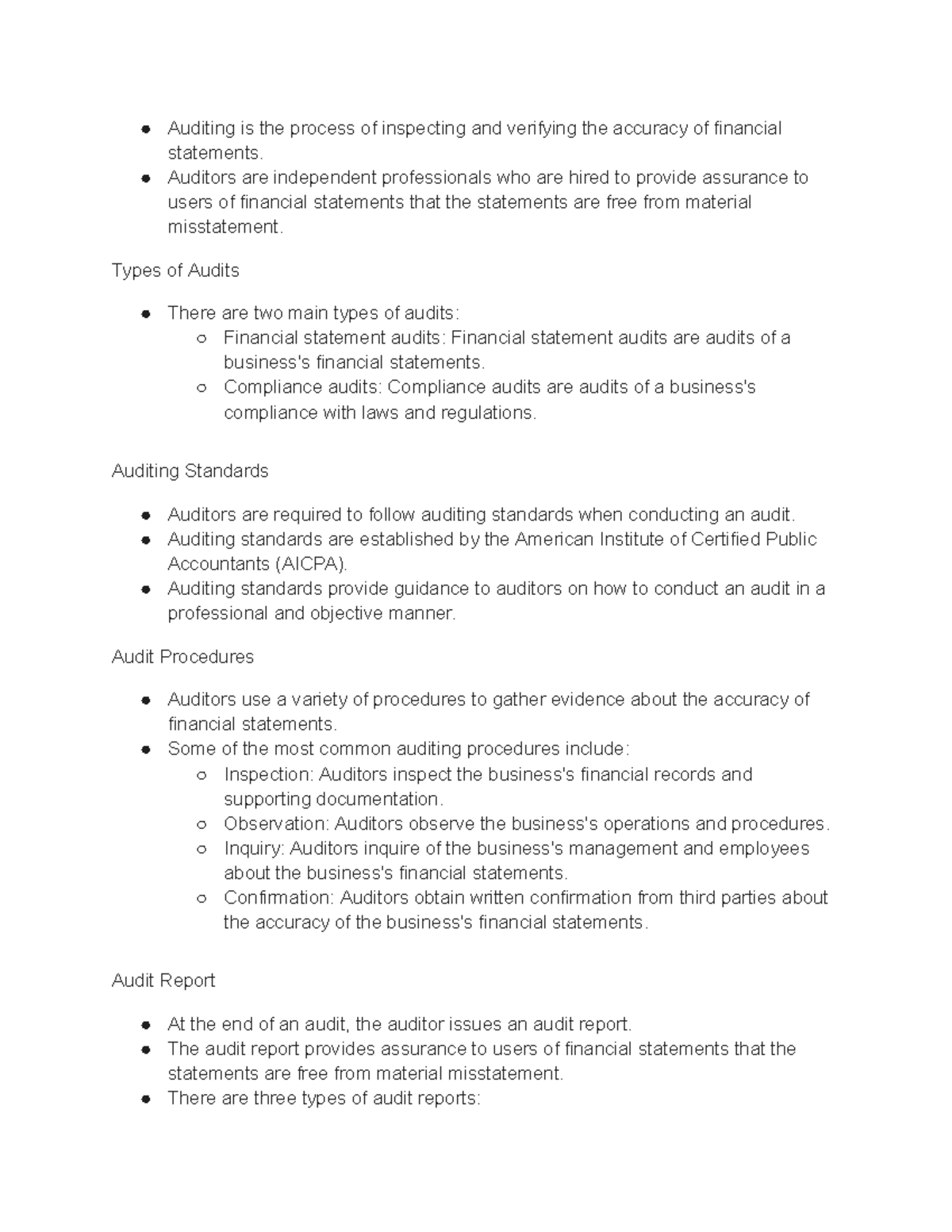 Lecture 7 Auditing - Auditing is the process of inspecting and ...