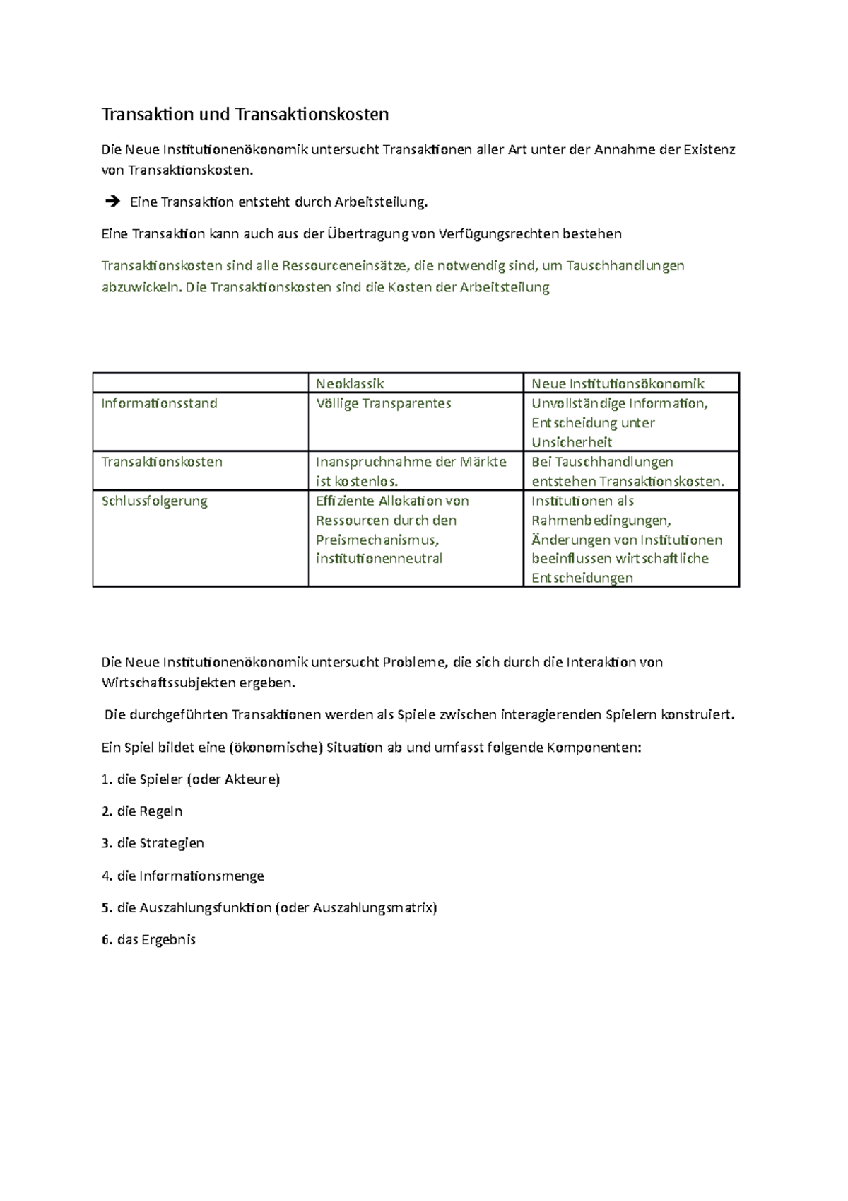 Transaktion und Transaktionskosten - Eine Transaktion entsteht durch ...