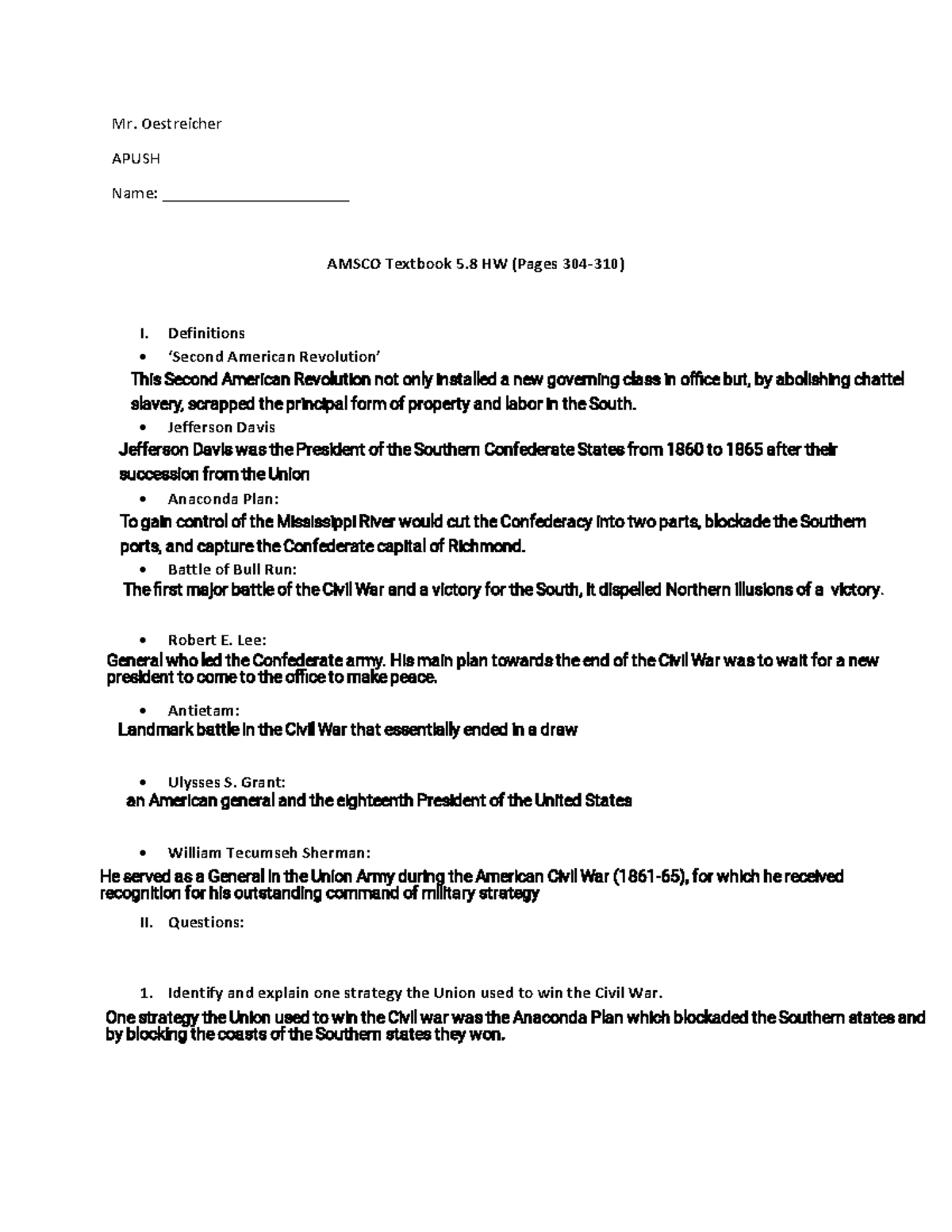 Kami Export Amsco Textbook 5.8 HW AP U.S history Mr. Oestreicher APUSHName Studocu