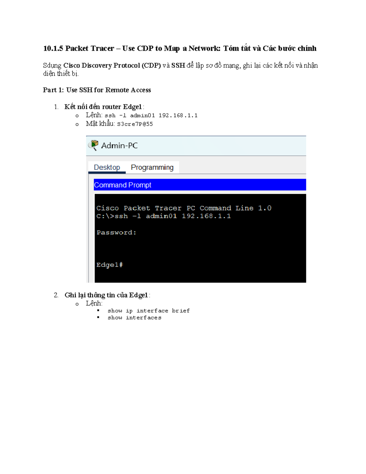 10.1.5 Packet Tracer – Use CDP to Map a Network - 10.1 Packet Tracer ...