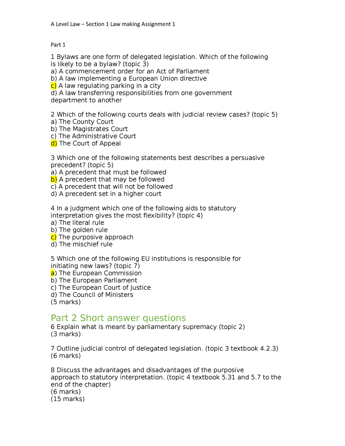 law assignment 1