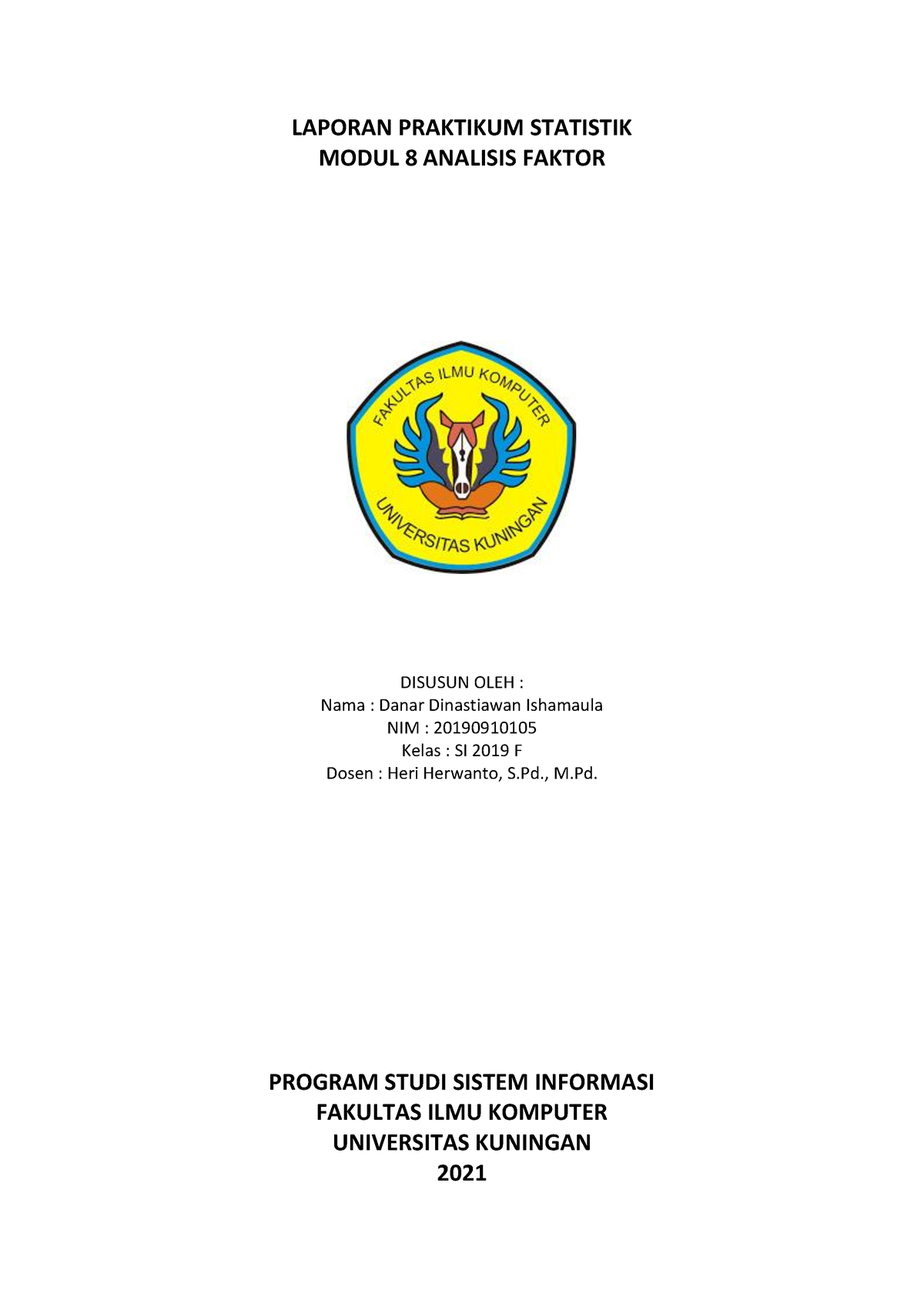 Laporan Praktikum Statistika Modul 8 - LAPORAN PRAKTIKUM STATISTIK ...