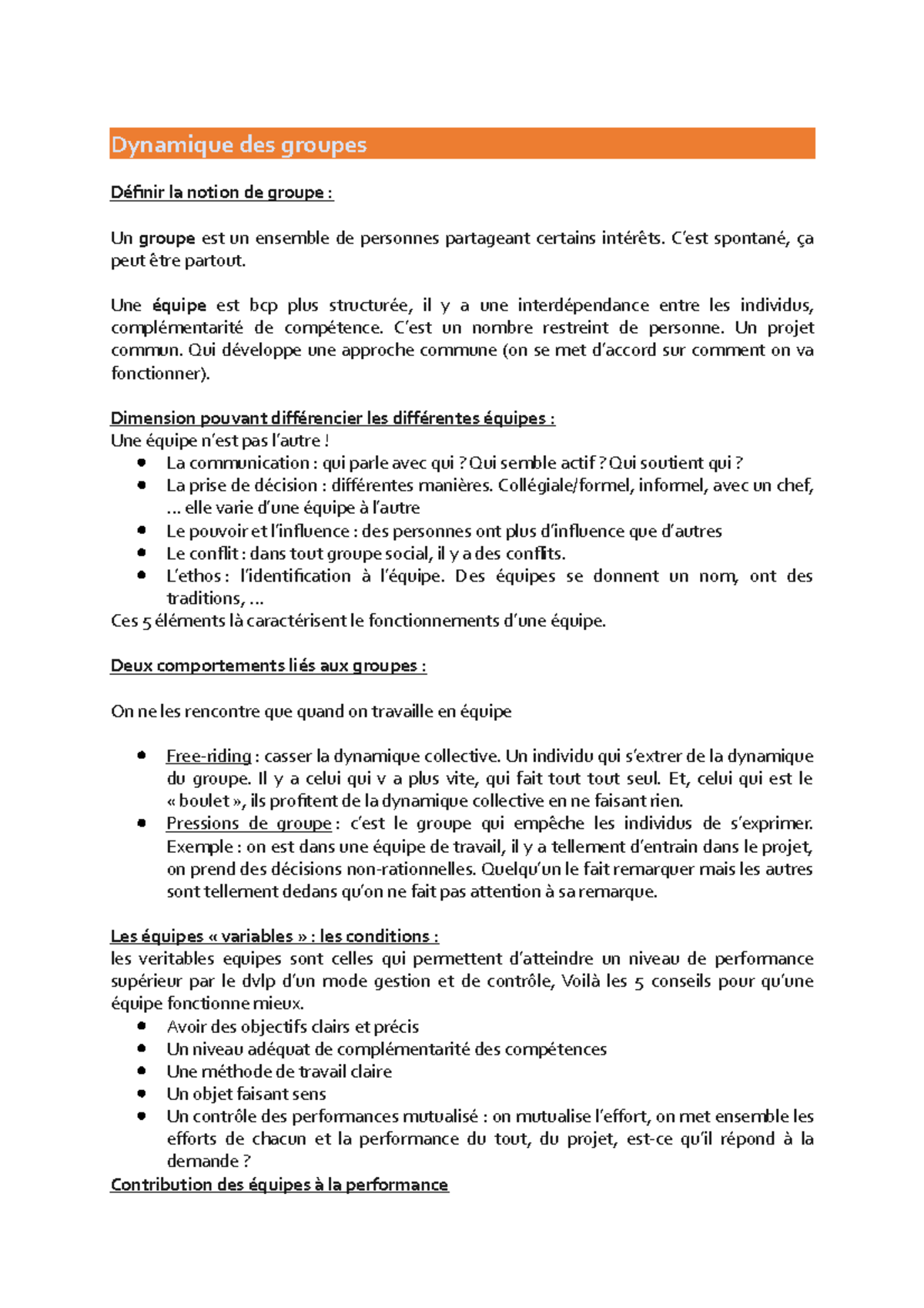 Dynamique des groupes Dynamique des groupes Définir la notion de