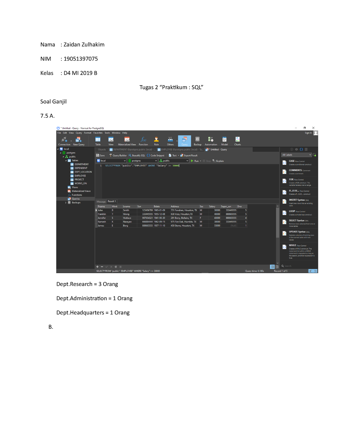 Tugas 2 Manajemen Basis Data - Nama : Zaidan Zulhakim NIM : 19051397075 ...