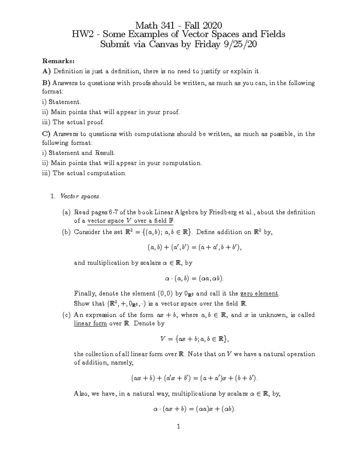341-HW2-F20 - Fall 2020 - Math 341 - Fall 2020 HW2 - Some Examples of ...
