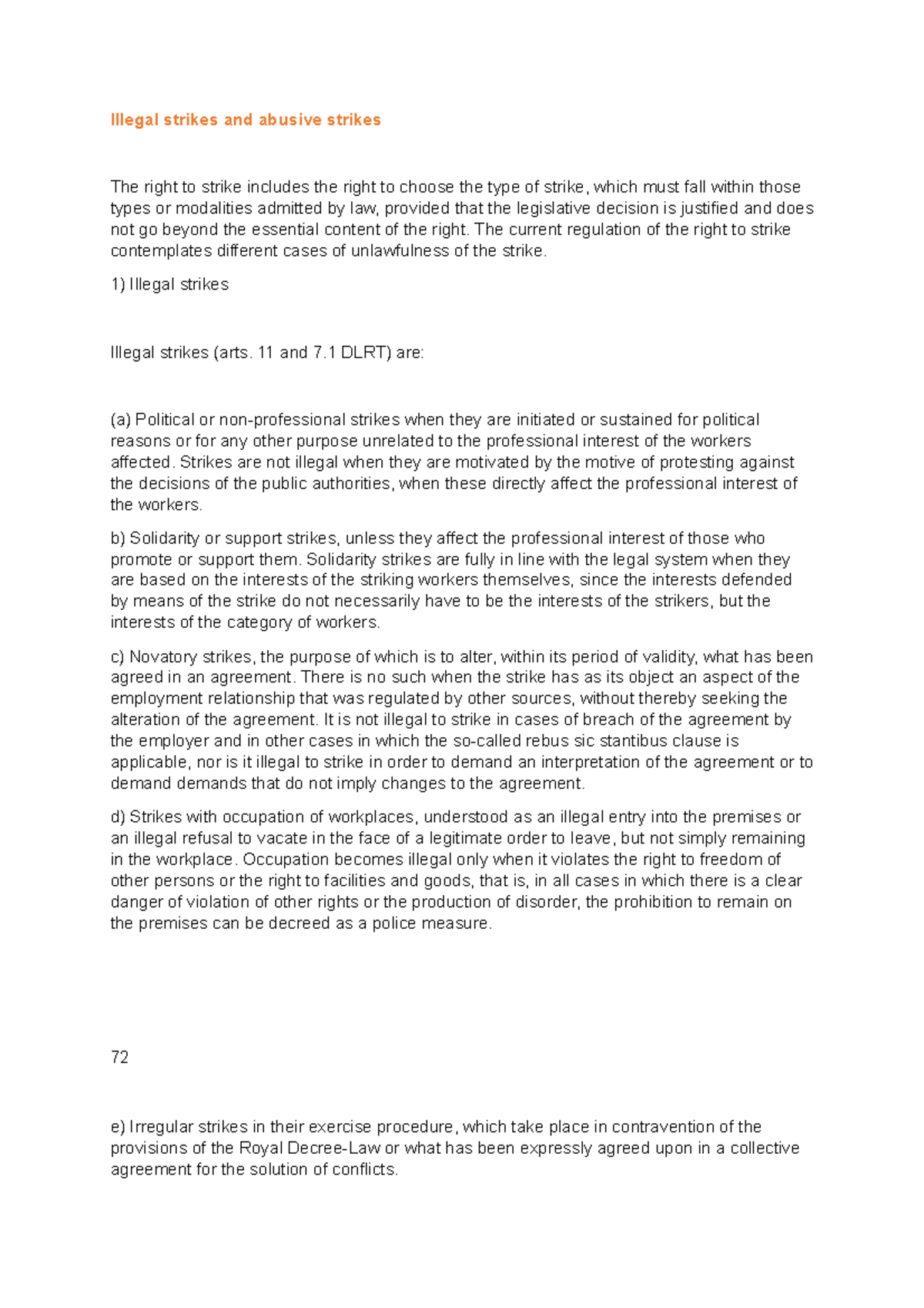 Illegal strikes and abusive strikes 4 - The current regulation of the ...
