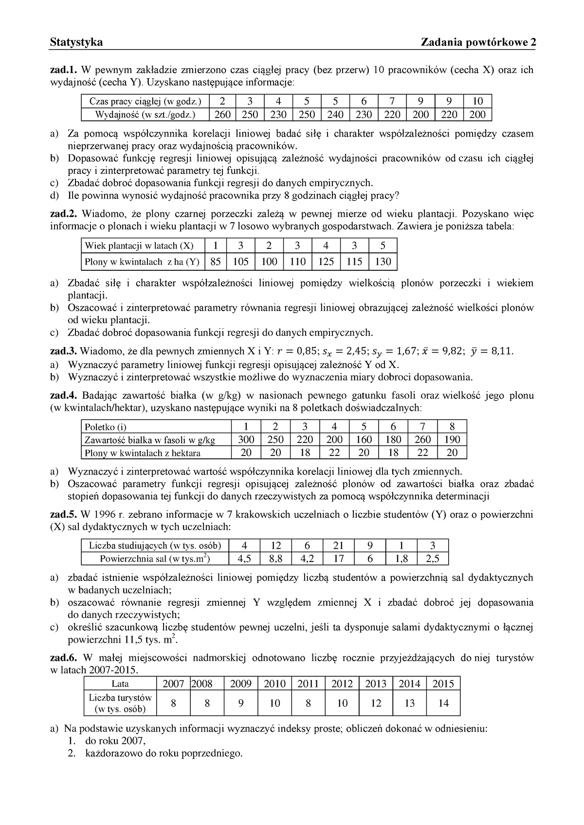 Zad Zal Zadanie Zaliczeniowe Statystyka Zadania Powtórkowe 2 Zad W Pewnym Zakładzie 4462