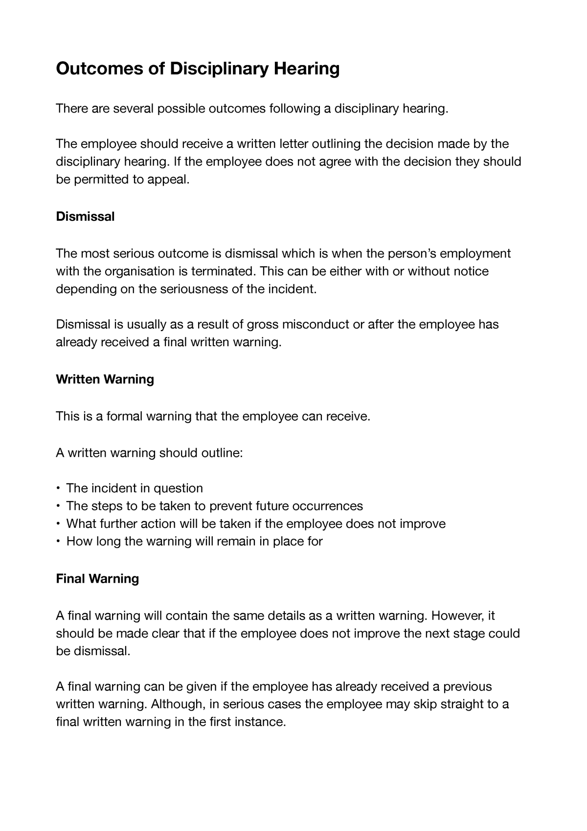 outcomes-of-disciplinary-hearing-the-employee-should-receive-a