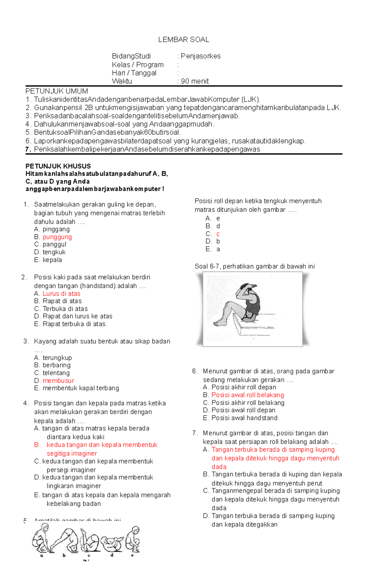 374605062 Latihan UAS PJOK Kelas 9 Semester Genap - LEMBAR SOAL ...