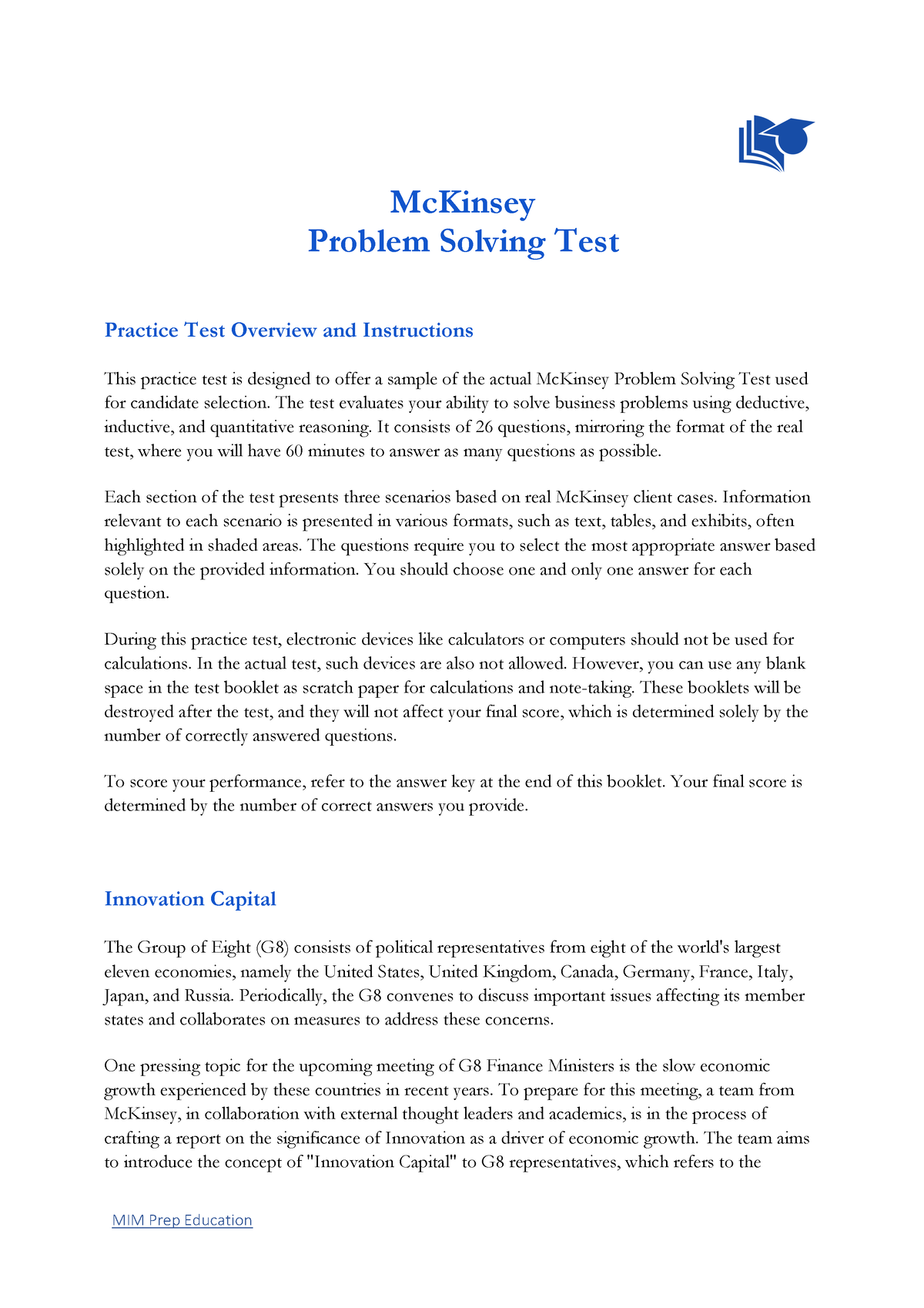 how to pass mckinsey problem solving test