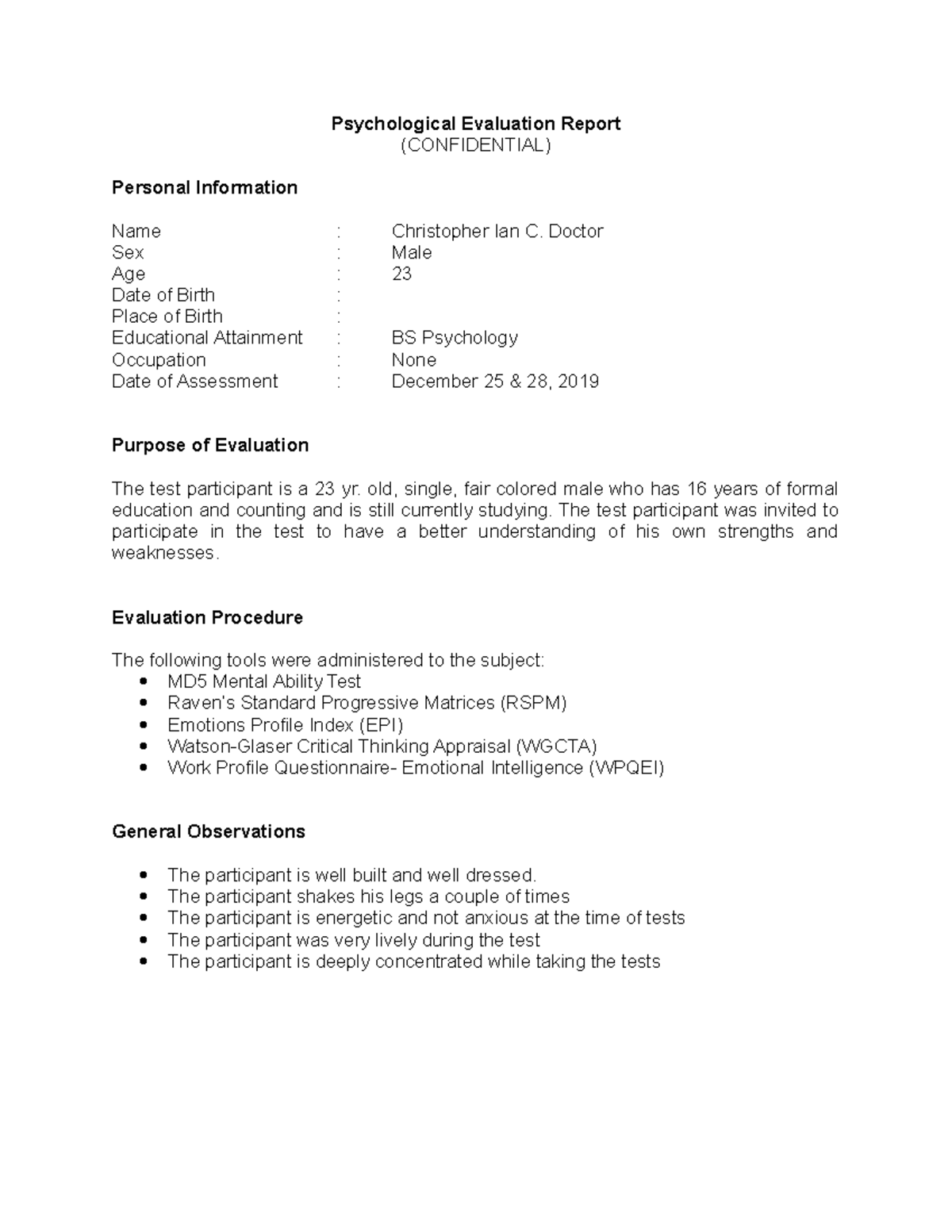 What Is The Psychological Assessment Tool For The Elderly