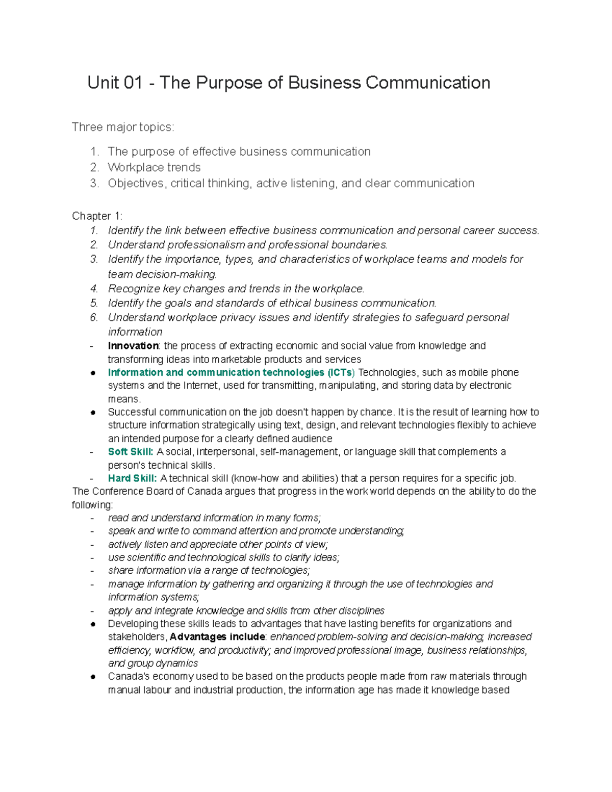 Business Communications Chapters 19 Unit 01 The Purpose of