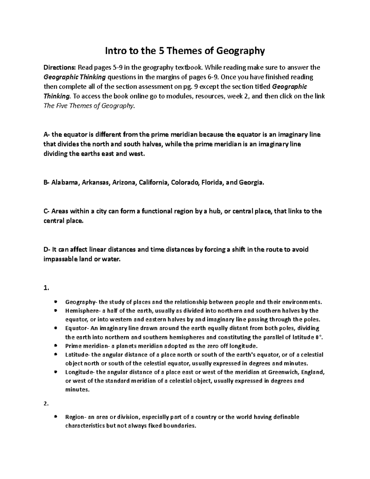The Five Themes Of Geography Book Work Intro To The 5 Themes Of The Five Themes Of Geography Book Work Intro To The 5 Themes Of
