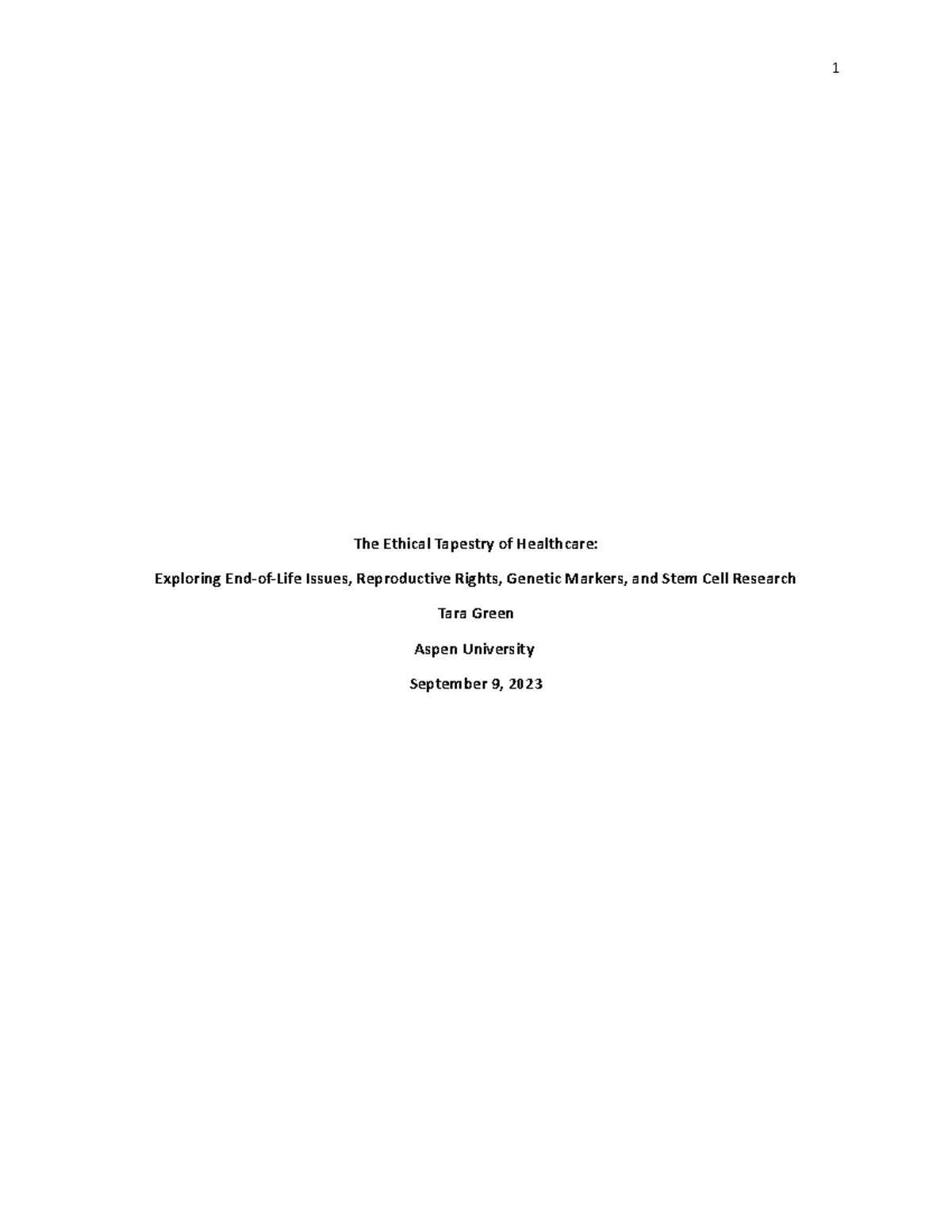 The Ethical Tapestry of Healthcare It will explore topics ranging