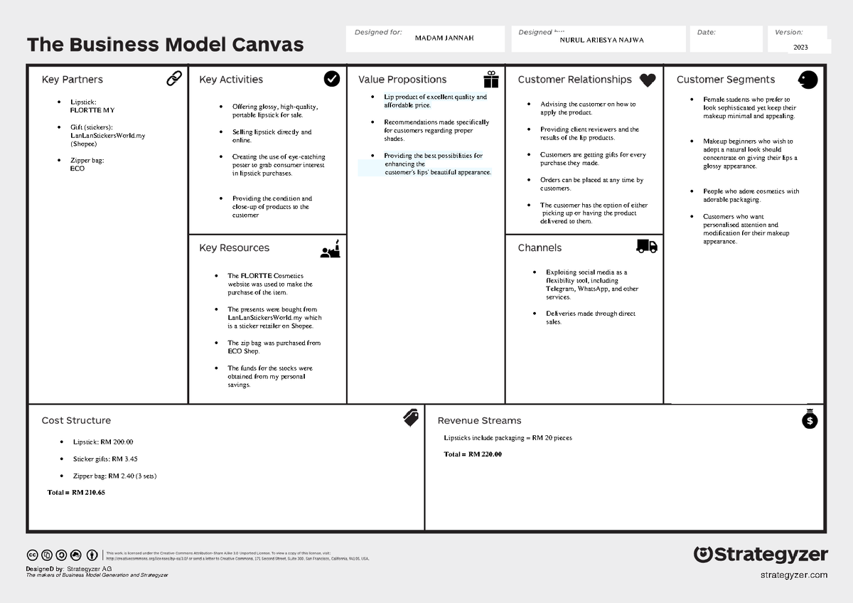 Business canvas - ENT300 - DesigneD by: Strategyzer AG The makers of ...