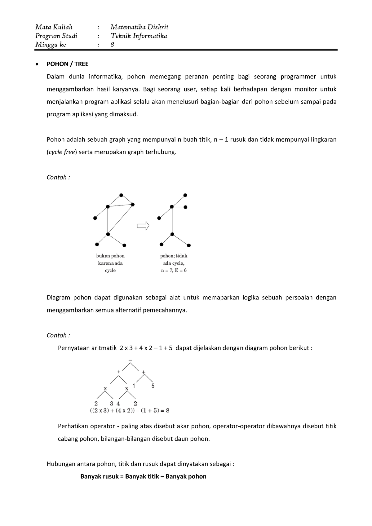 Matematika Diskrit Pertemuan 8 - Program Studi : Teknik Informatika ...