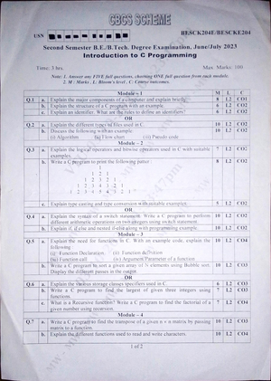 Introduction to C Programming (22ESC145) - GOVERNMENT ENGINEERING ...