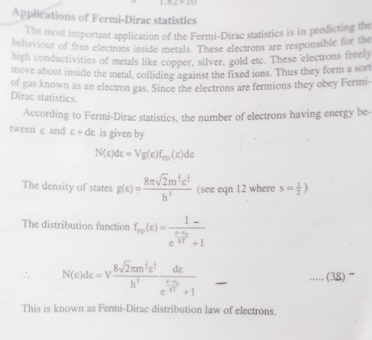 Application of fermidirac statistics Solid state physics Studocu