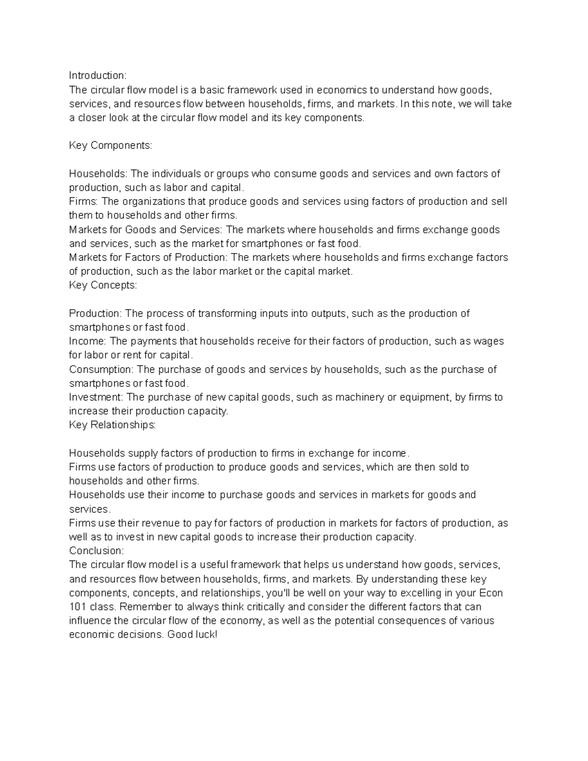 The Circular Flow Model Introduction The circular flow model is a