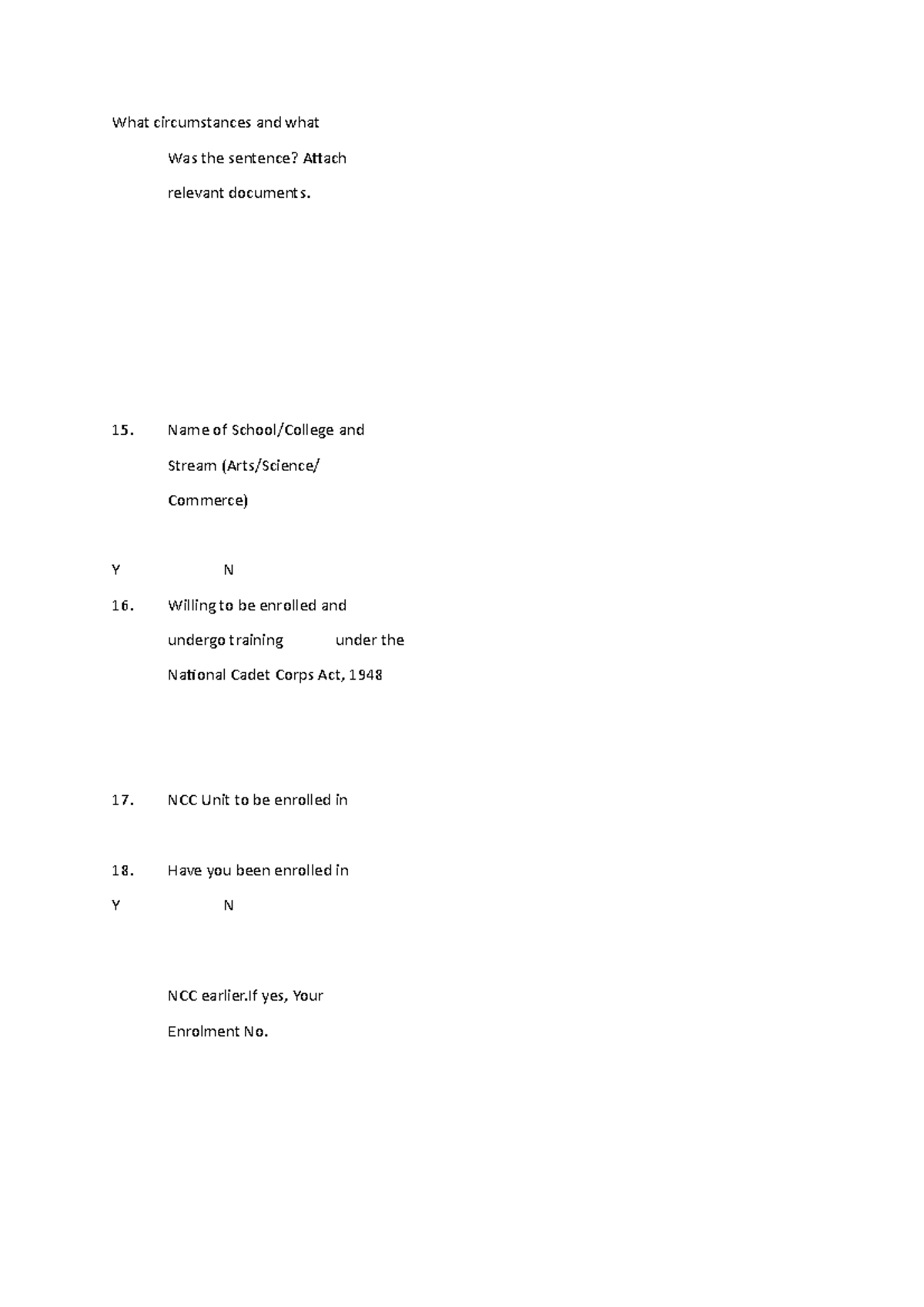 Document check yourself What circumstances and what Was the