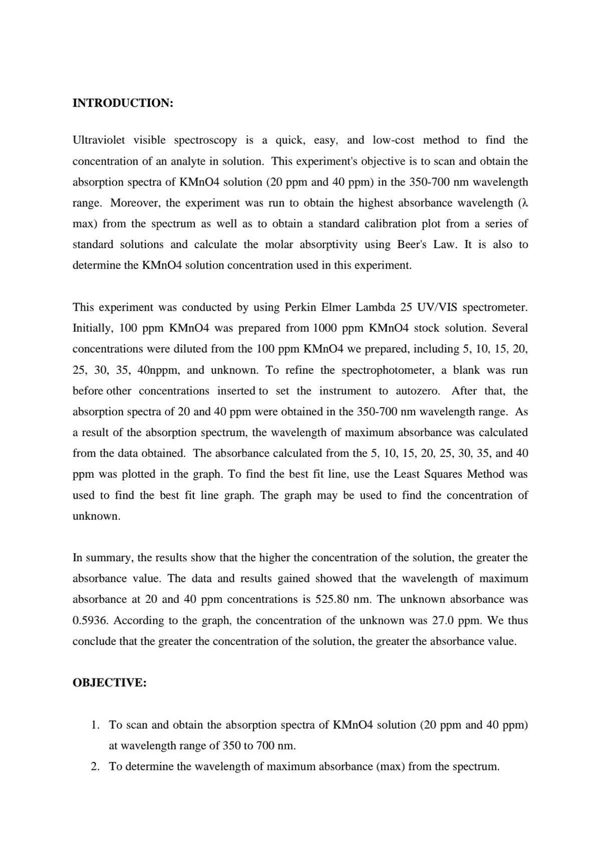 Chm571 uv vis lab report ultraviolet/visible Basic Instrumental