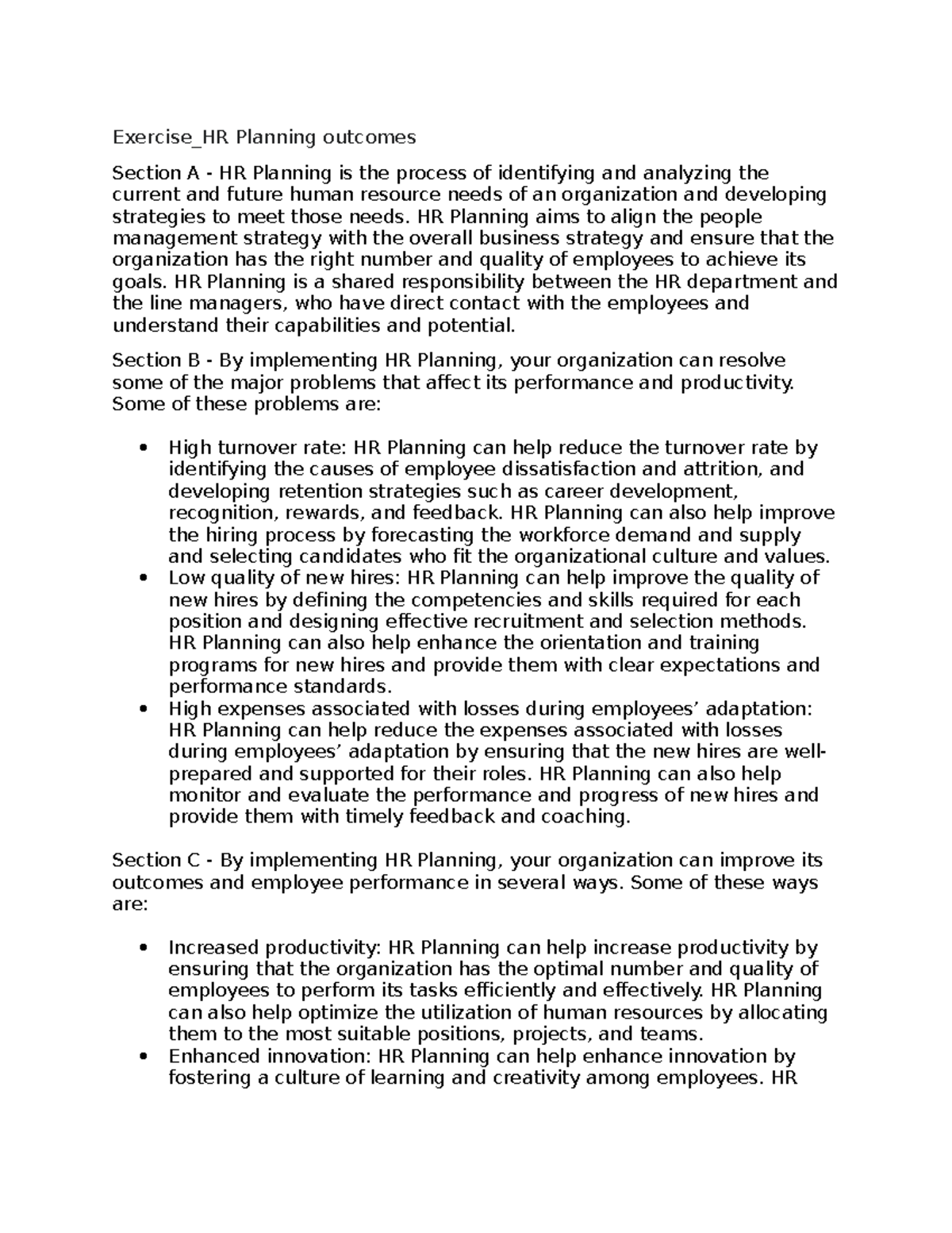 Exercise HR Planning outcomes copy - Exercise_HR Planning outcomes ...