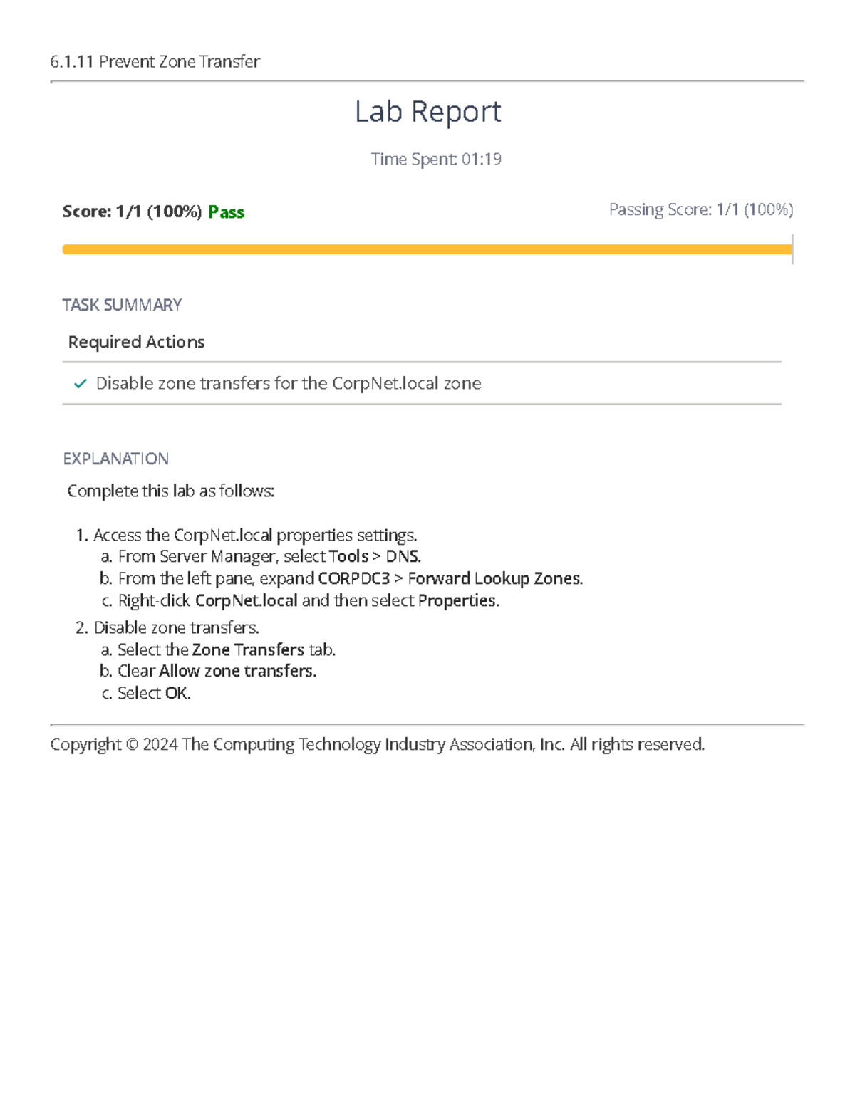 6.1.11 Prevent Zone Transfers - 6.1 Prevent Zone Transfer Lab Report ...