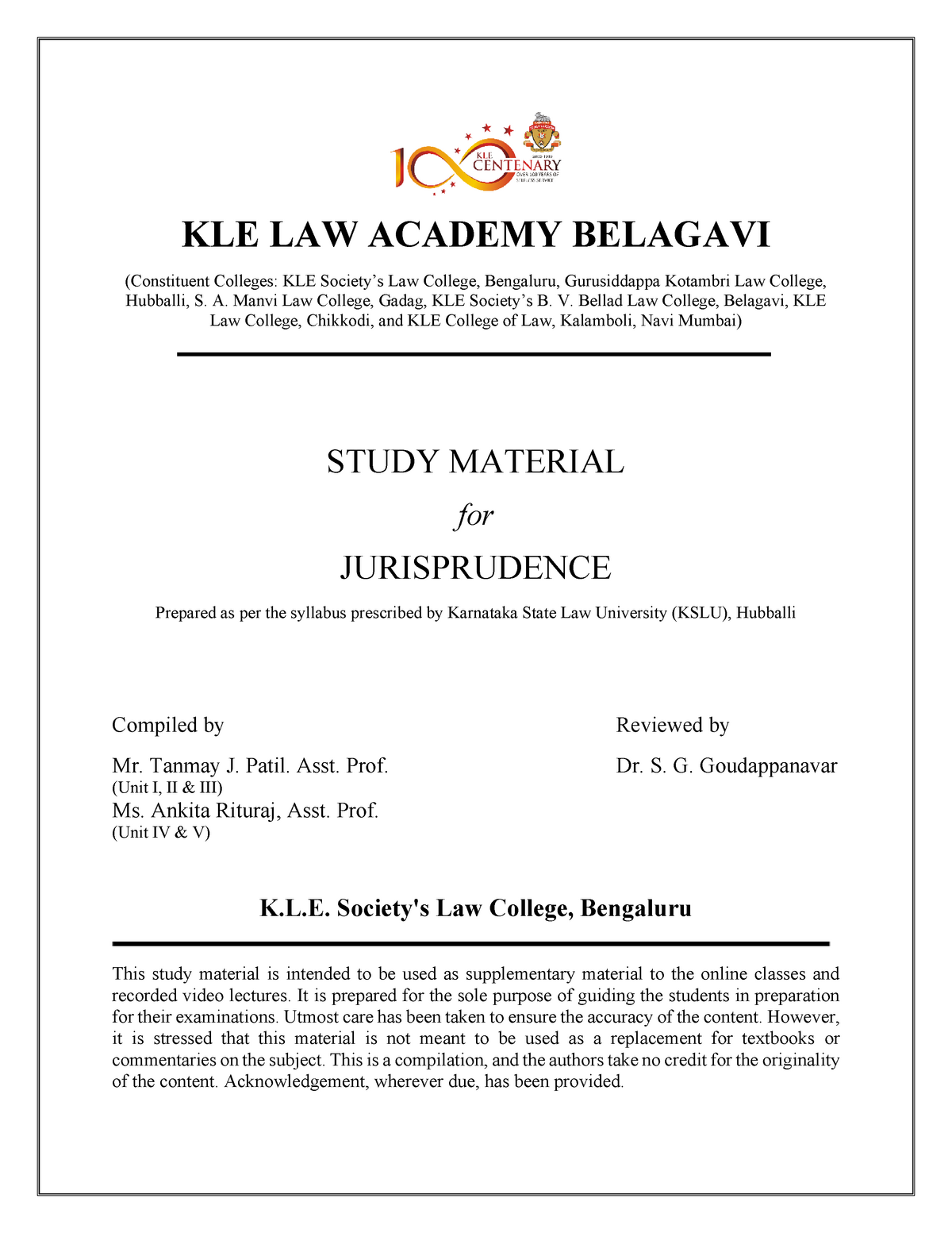 kle law college research paper