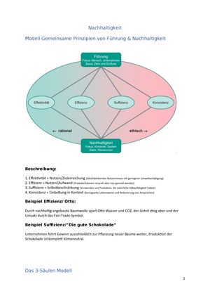 Nachhaltigkeit Zusammenfassung Nachhaltigkeit Modell Gemeinsame Prinzipien Von Nachhaltigkeit Beschreibung Gleichbleibendes Nutzenniveau Mit Geringerer Studocu