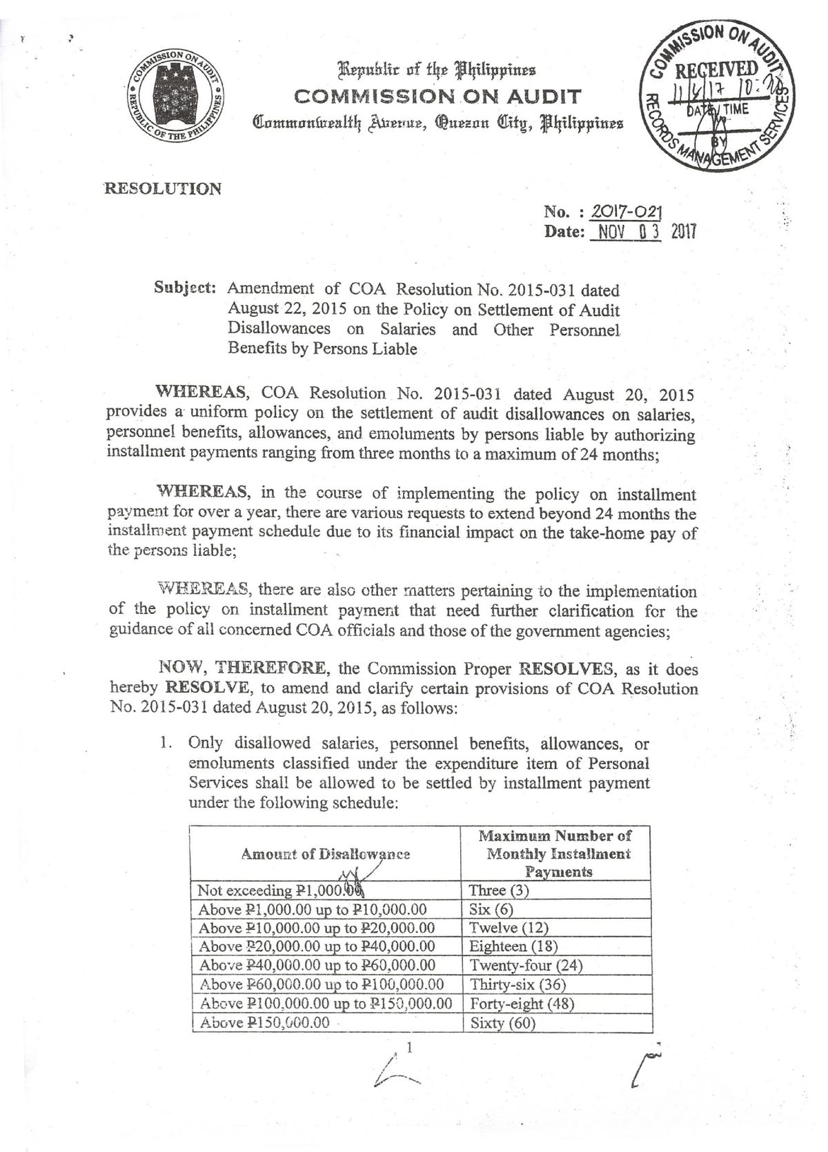 COA R2017-021 settlement on Disallowances - fluhlir of t4 J4ilippinn ...