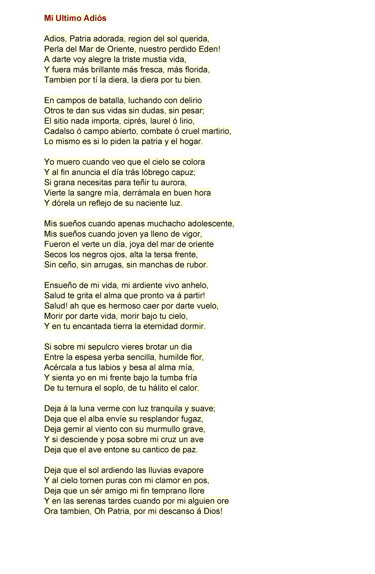 Mi-Ultimo-Adiós - Life And Works Of Rizal - Mi Ultimo Adiós Adios ...