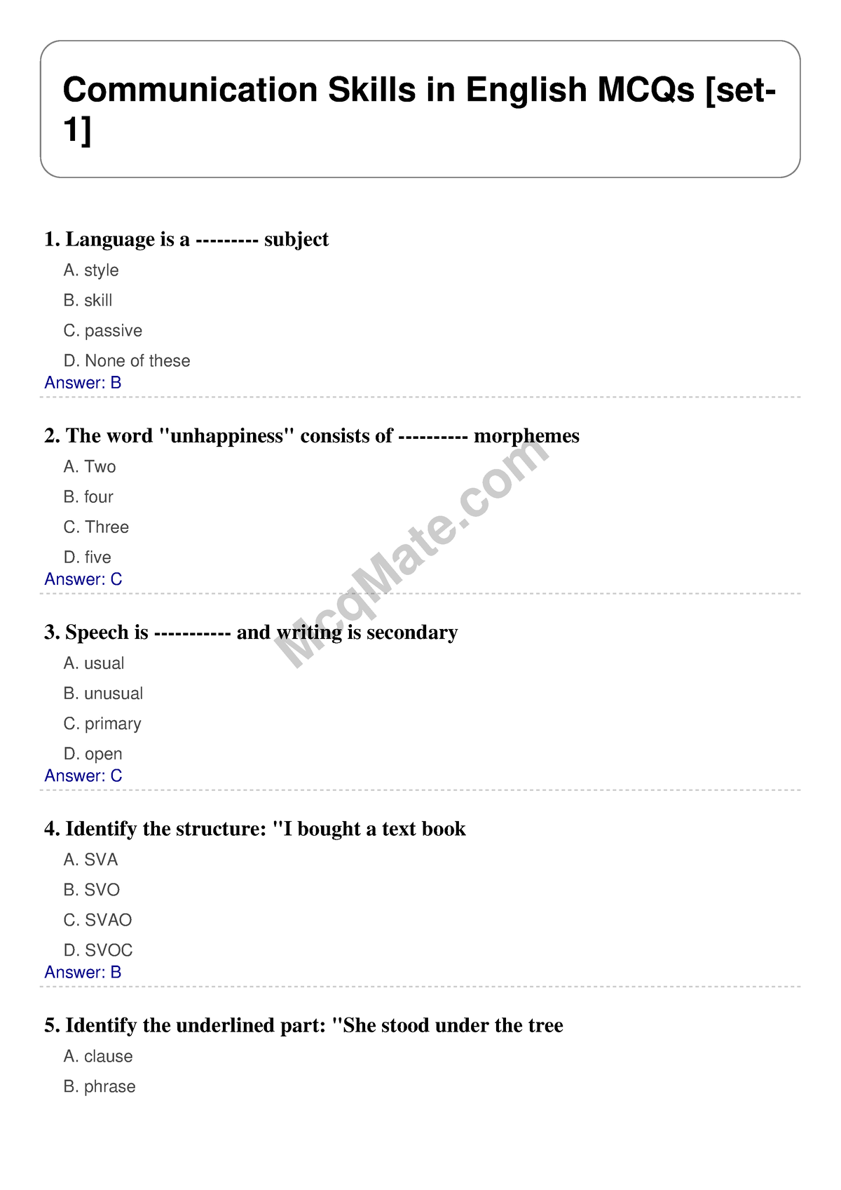 communication-skills-in-english-solved-mcqs-set-1-mcq-mate