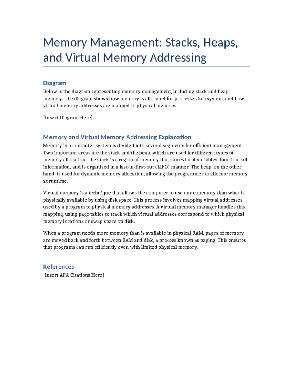 Memory Management Assignment - Memory Management: Stacks, Heaps, and ...