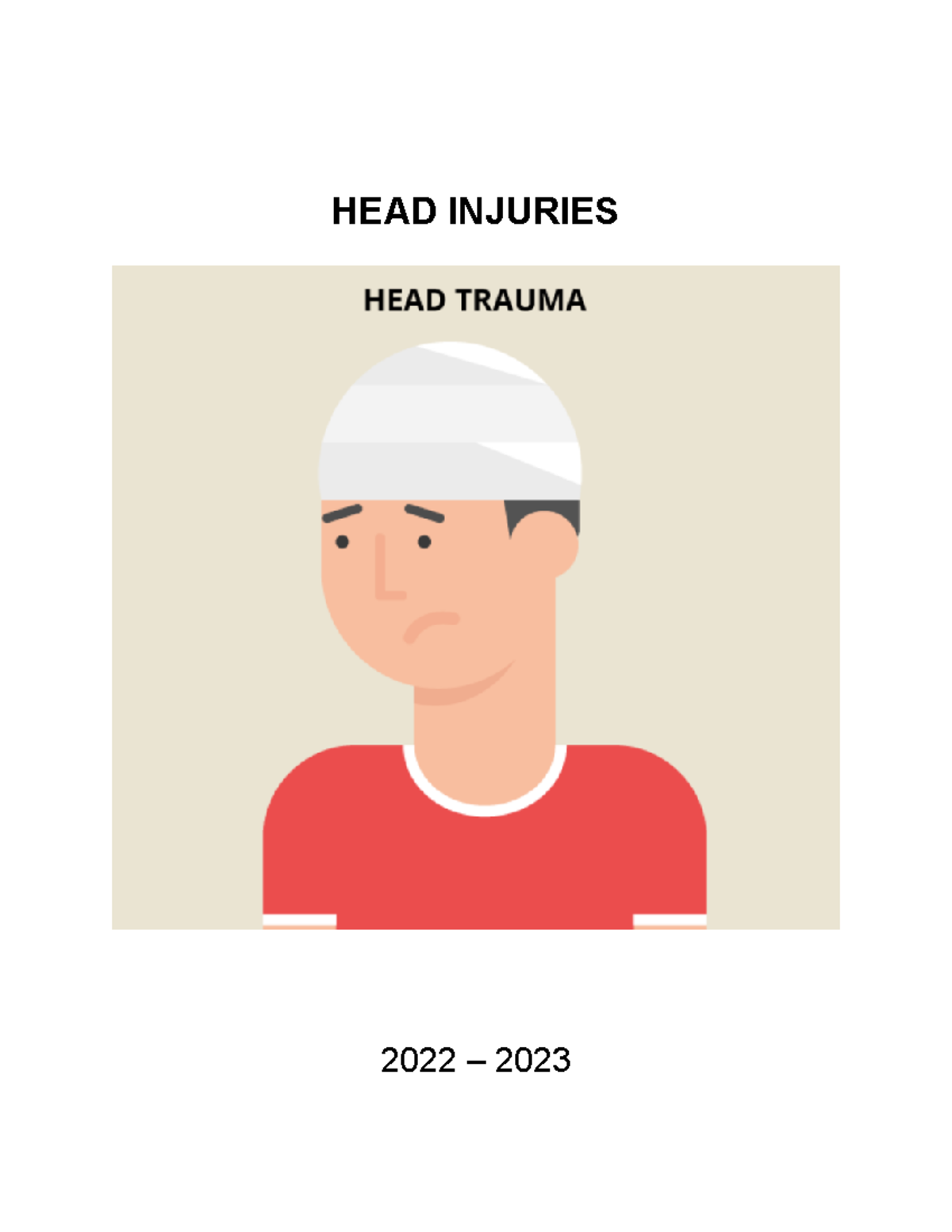 Head Injuries HEAD INJURIES 2022 2023 A variety of head injuries