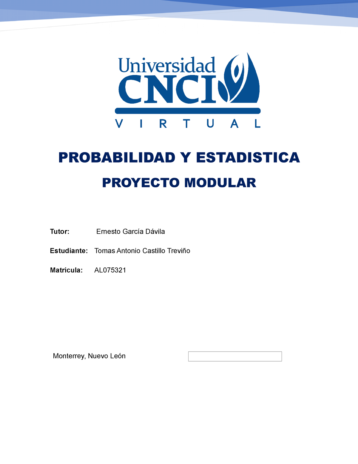 Proyecto Modular Probabilidad Y Estadistica - PROBABILIDAD Y ...