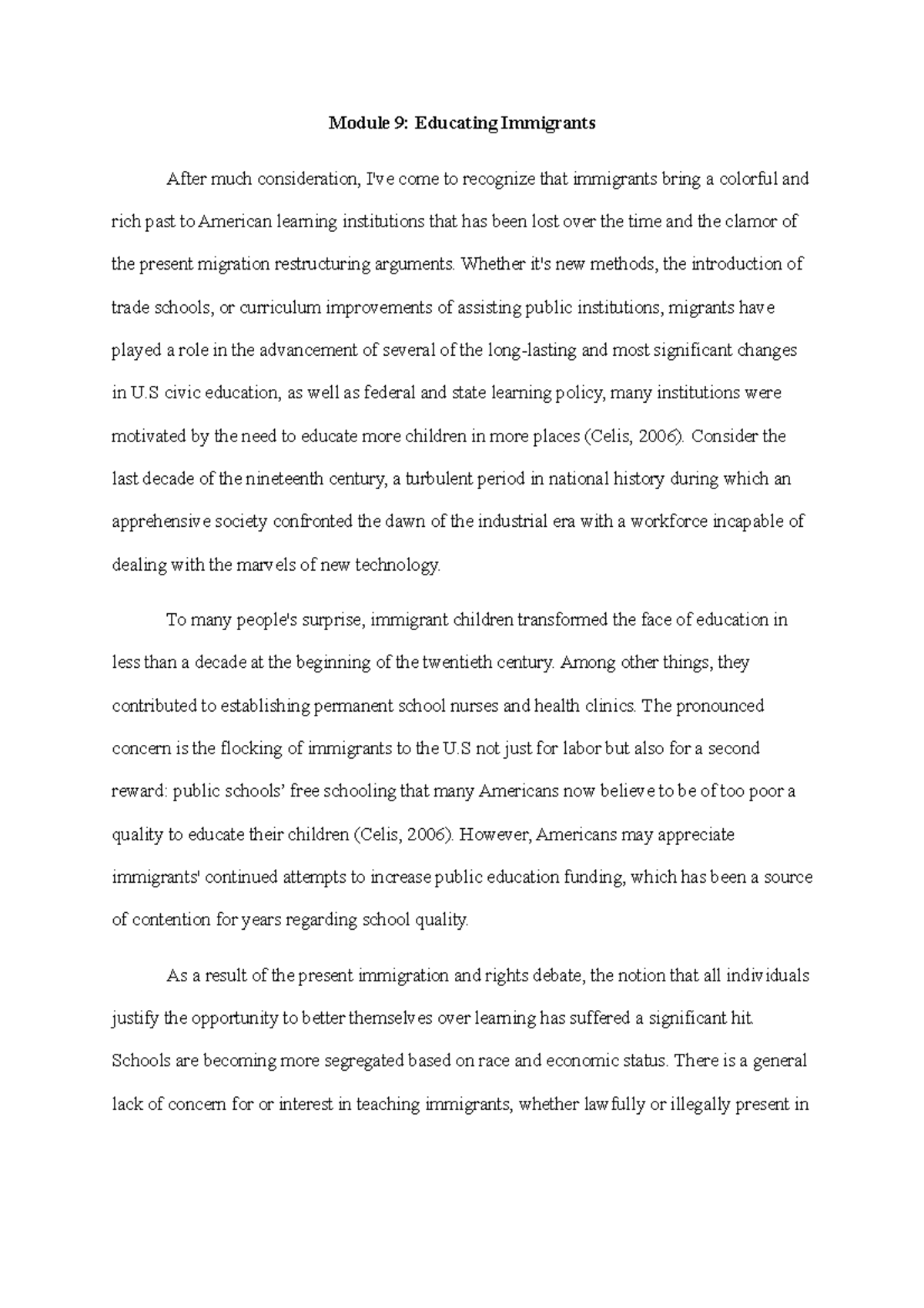 Module 9, Educating Immigrants - Module 9: Educating Immigrants After ...
