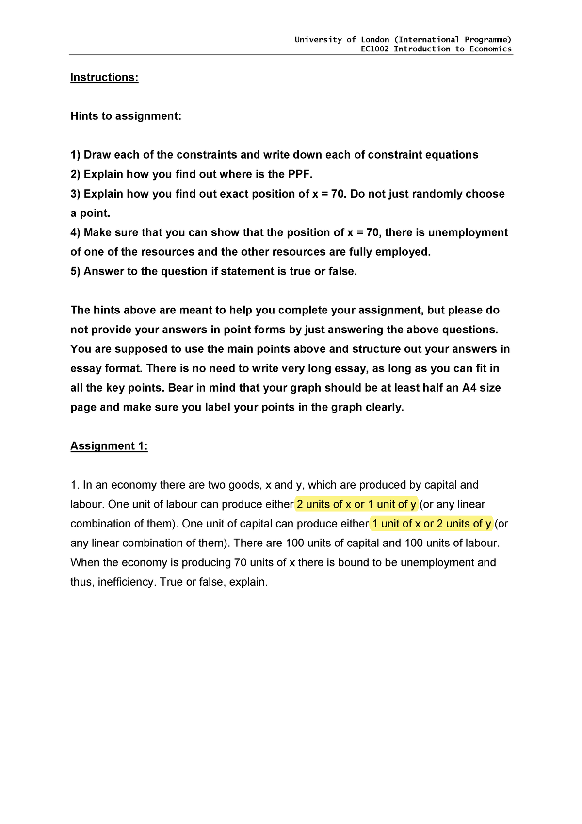 Ppf Curve Essay Question - University Of London (international 