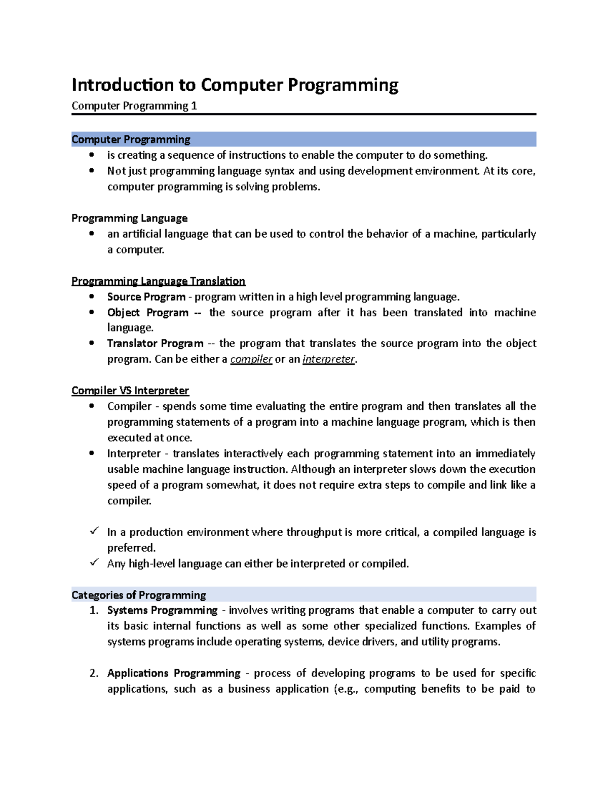 Introduction to Computer Programming and C Programming - Introduction ...