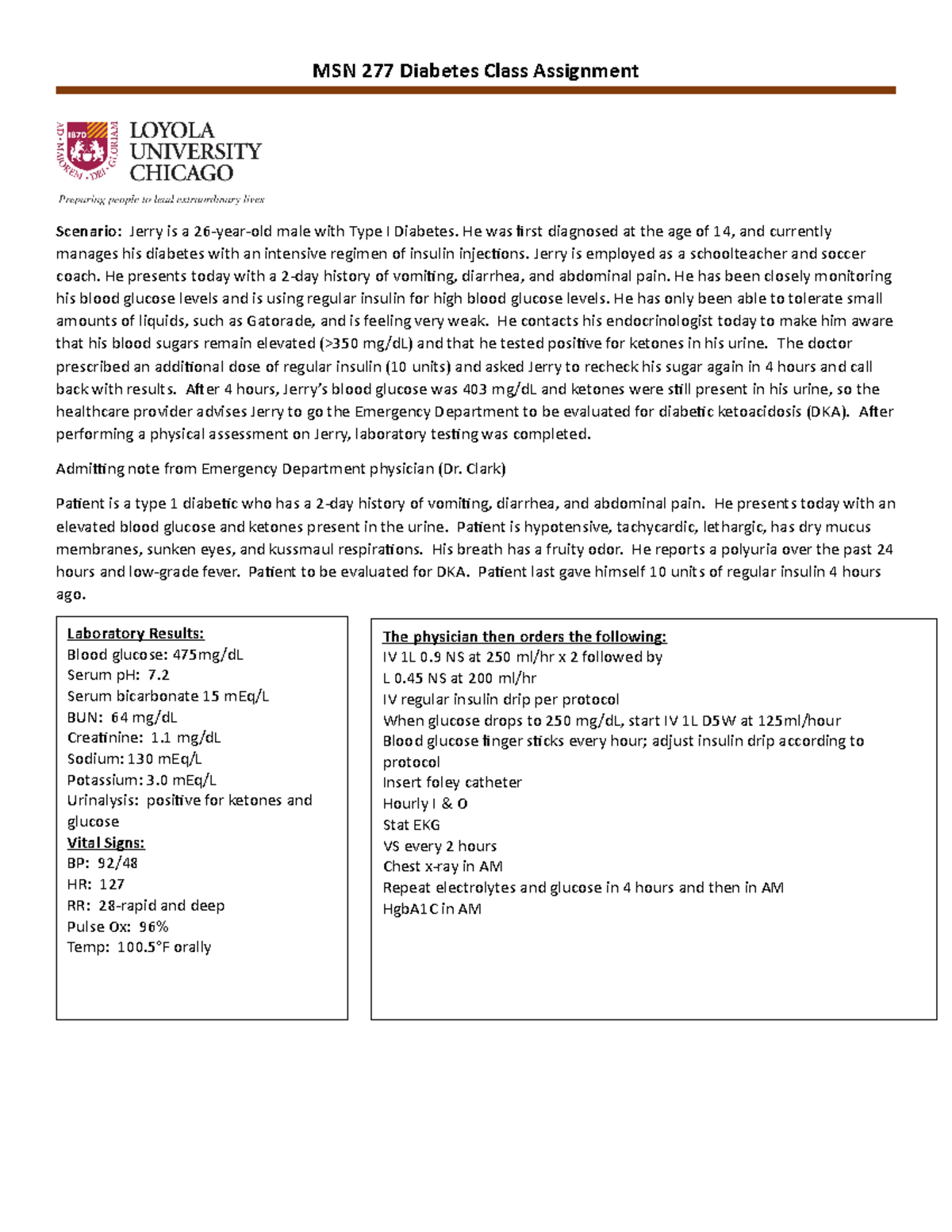 Diabetes+Group+Assignment - MSN 277 Diabetes Class Assignment Scenario ...