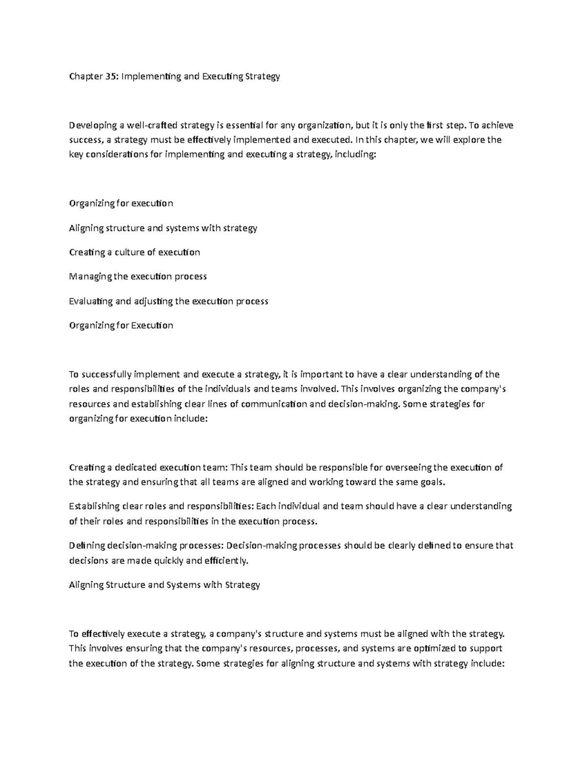 2 - Module - Chapter 35: Implementing and Executing Strategy Developing ...